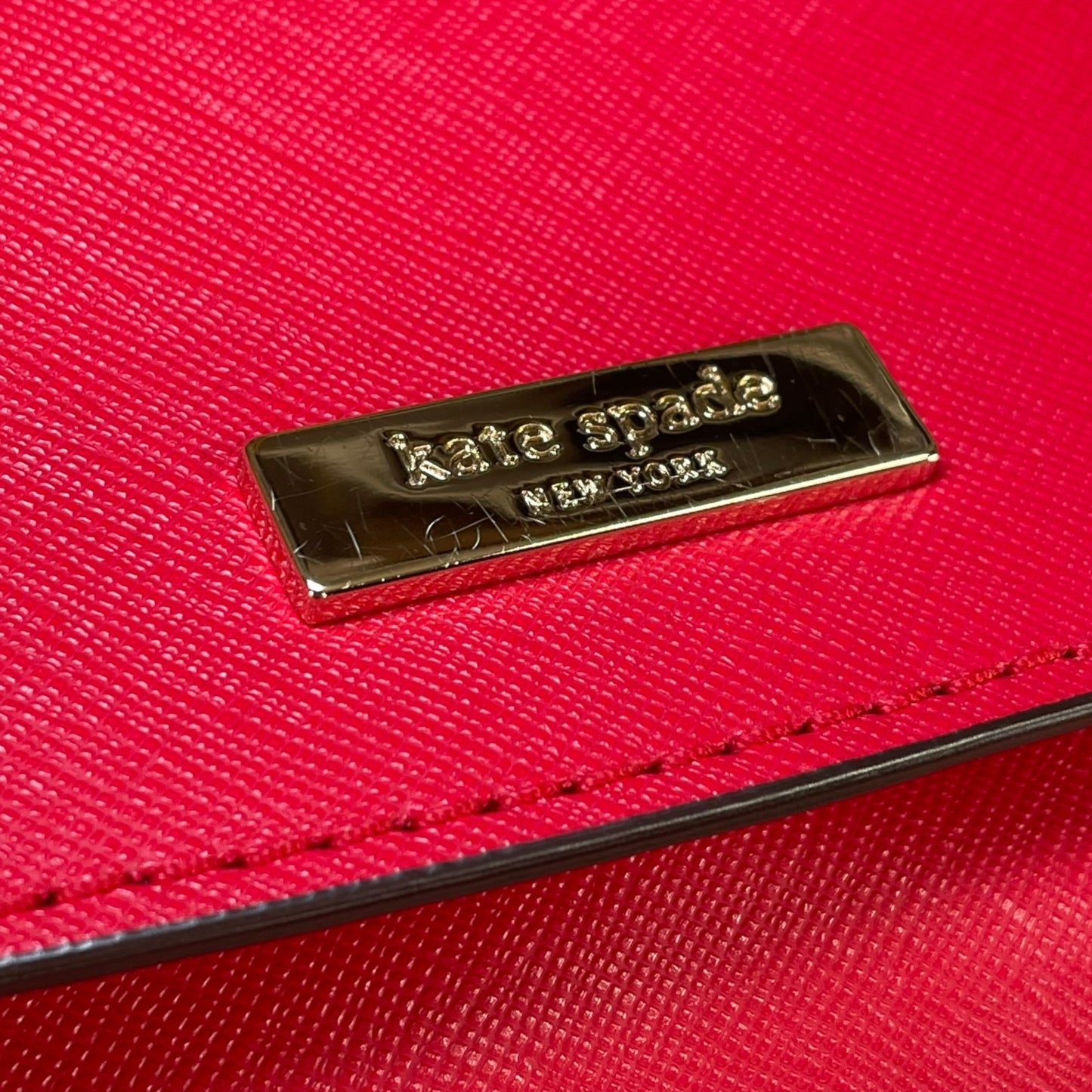 Kate Spade Laurel Red / Black Saffiano Leather Chain GHW 2-Way Flap Purse