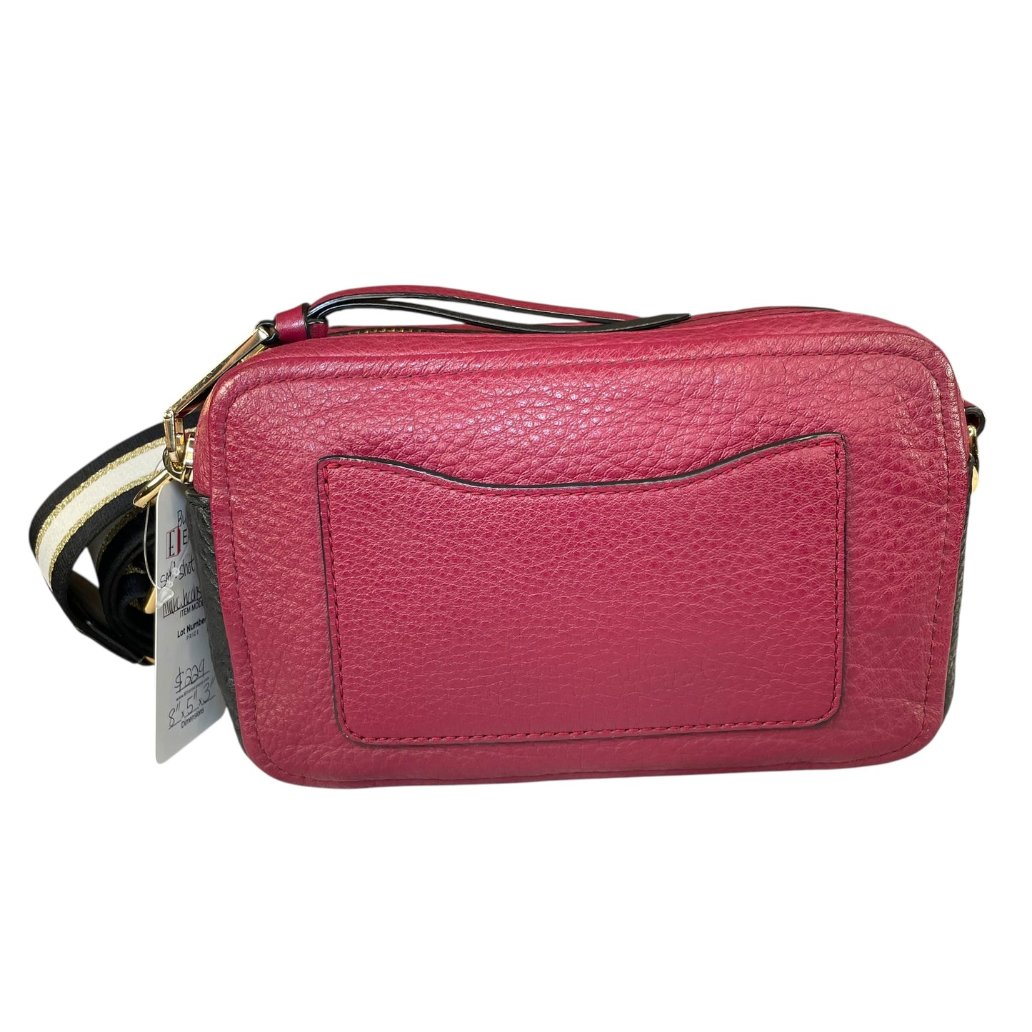 Marc Jacobs Soft Snapshot 21 Burgundy Black Leather Crossbody Gold HW Strap