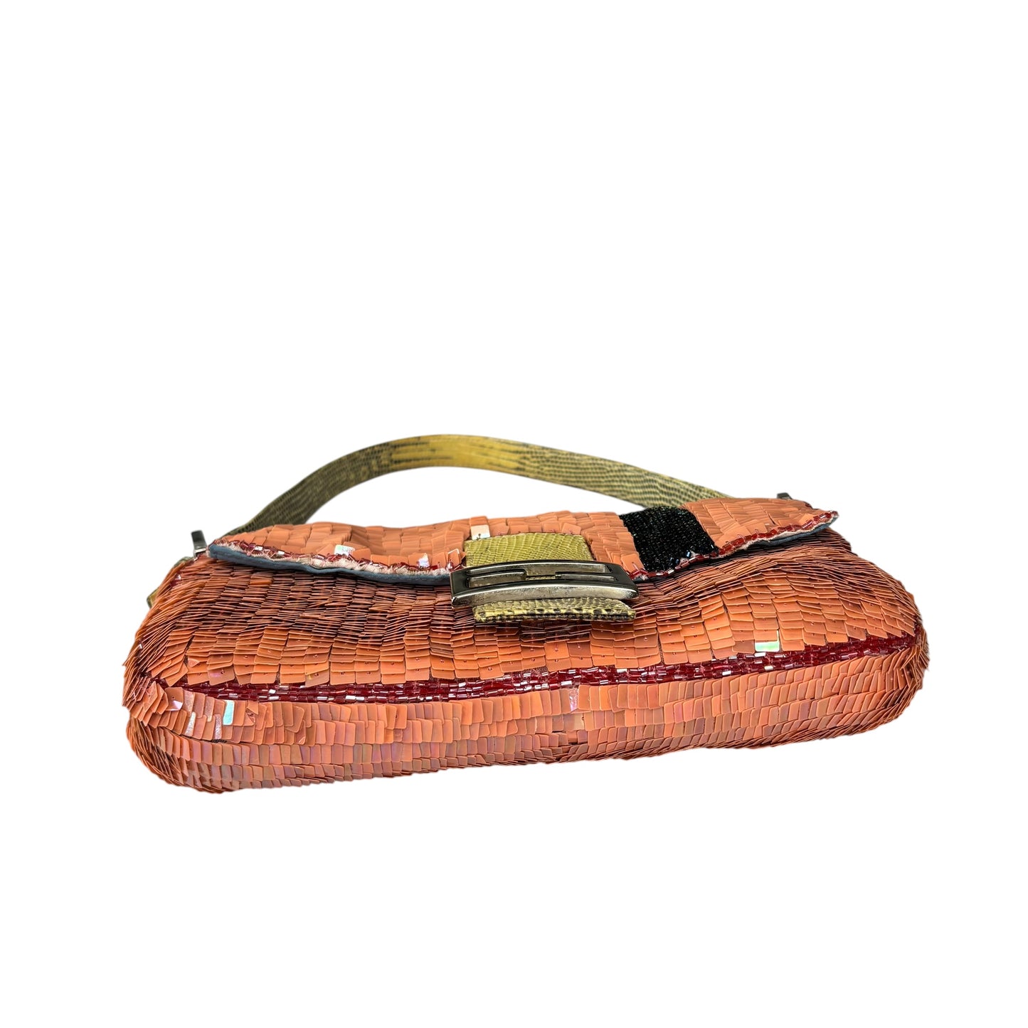 Fendi Y2K Baguette Coral Sequin Shoulder Purse