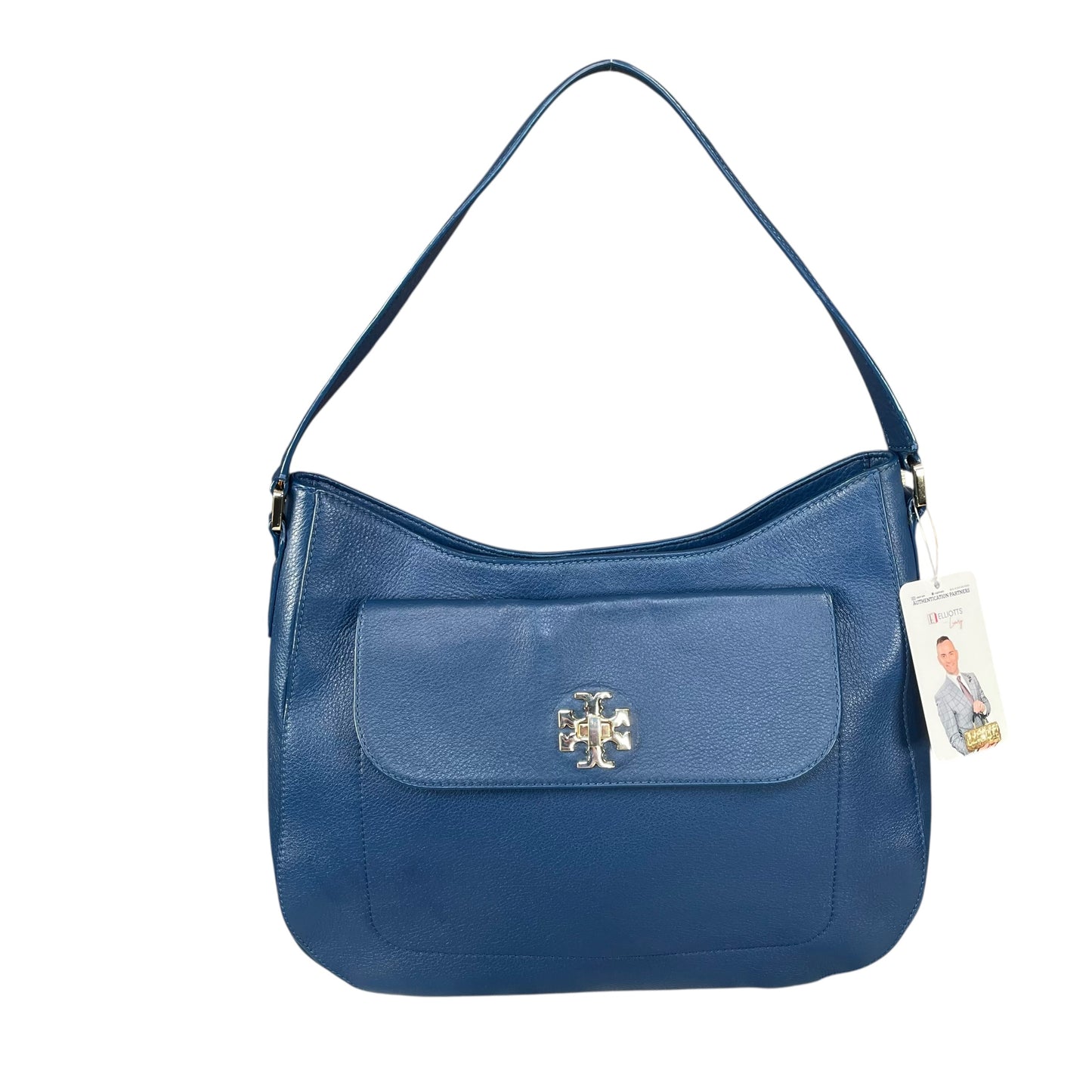 Tory Burch Mercer Blue Wave Leather GHW Hobo Shoulder Bag