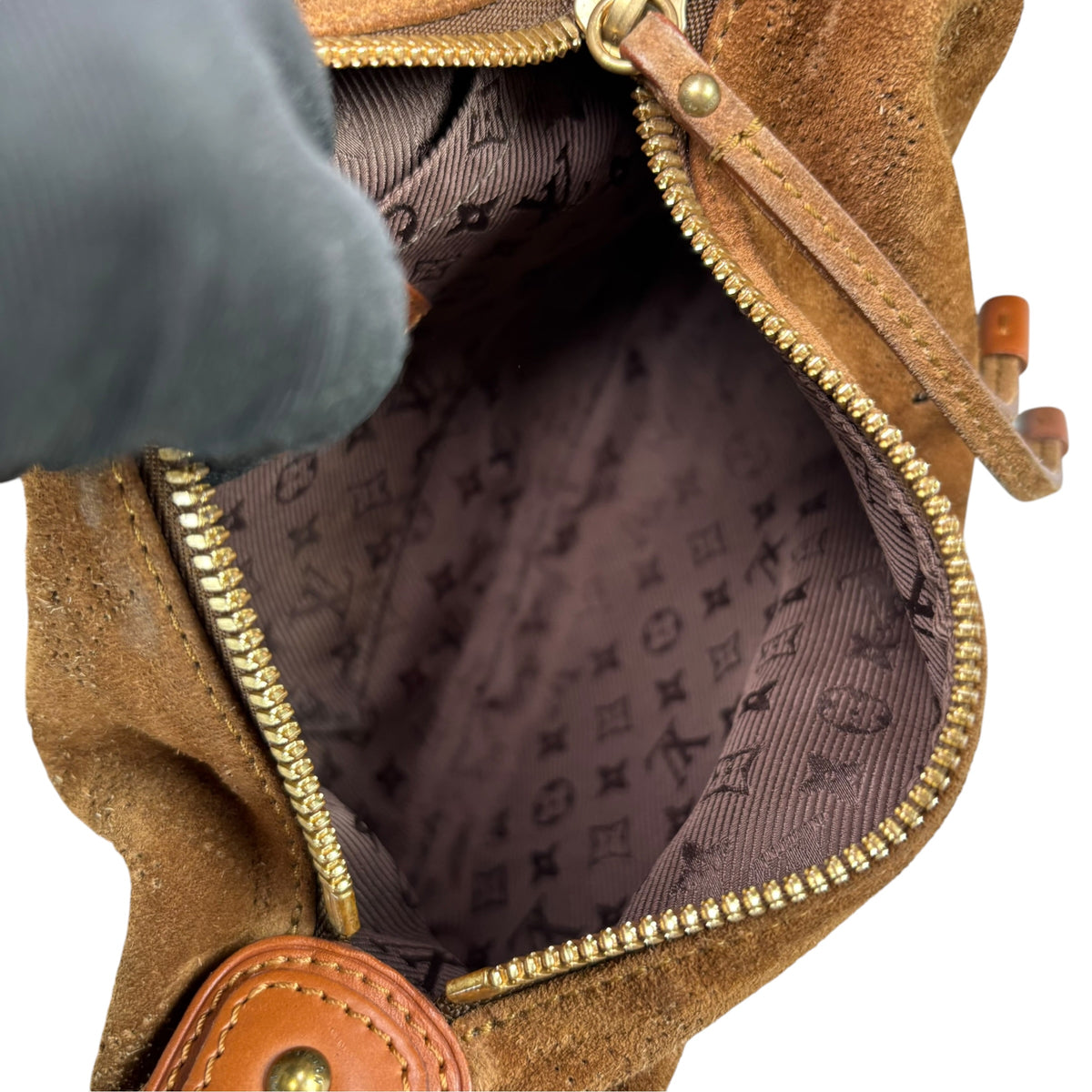 Louis Vuitton Y2K Onata Brown Suede Mahina PM Mini Leather Hobo Purse