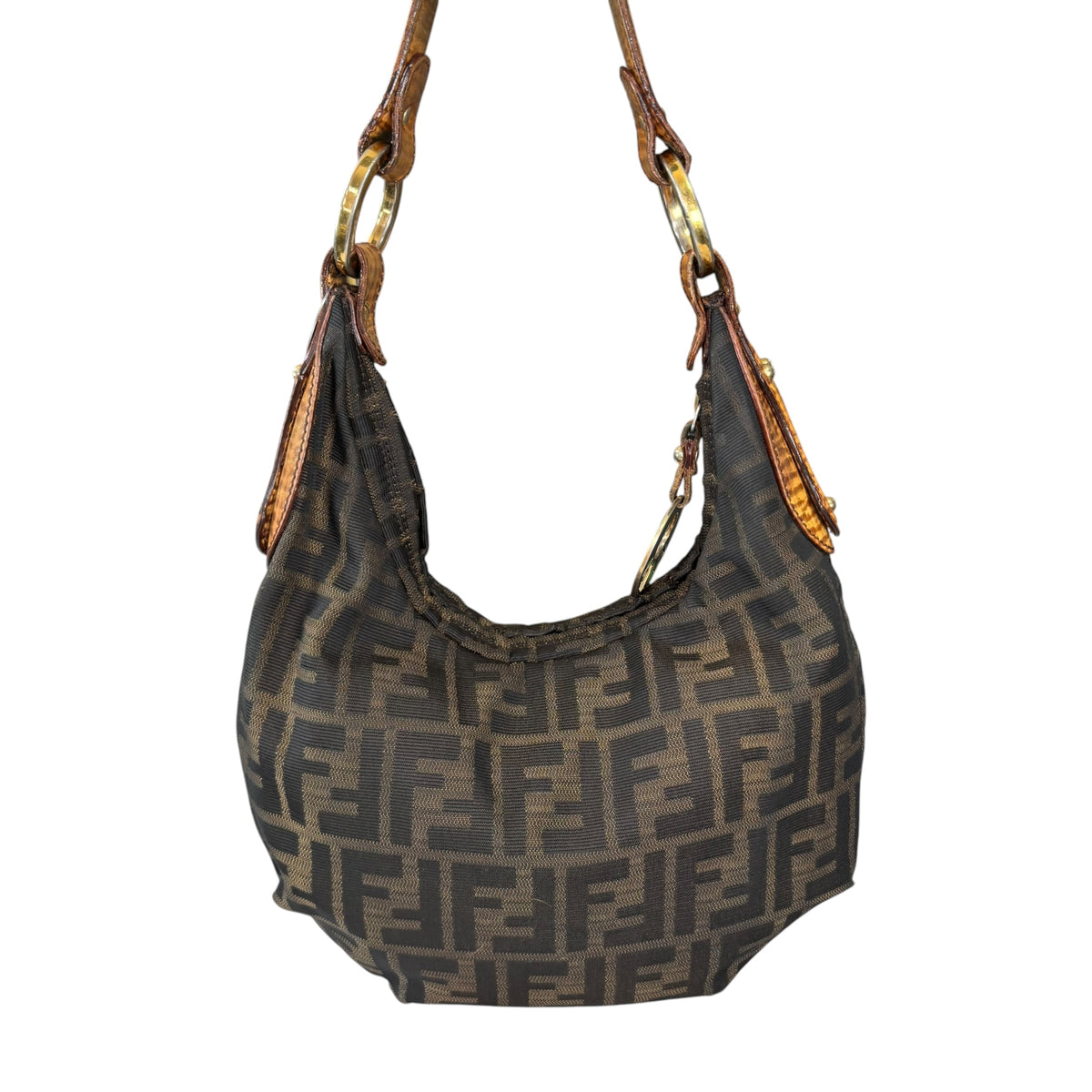 Fendi Y2K Zucca Embossed Lizard Chef Shoulder Purse