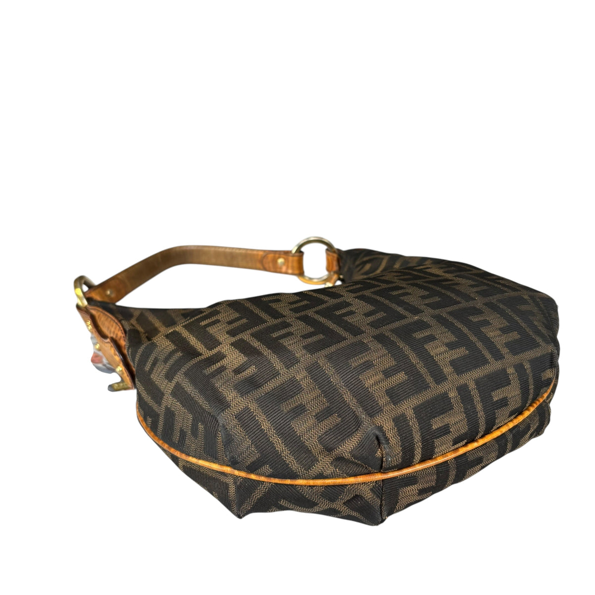 Fendi Y2K Zucca Embossed Lizard Chef Shoulder Purse