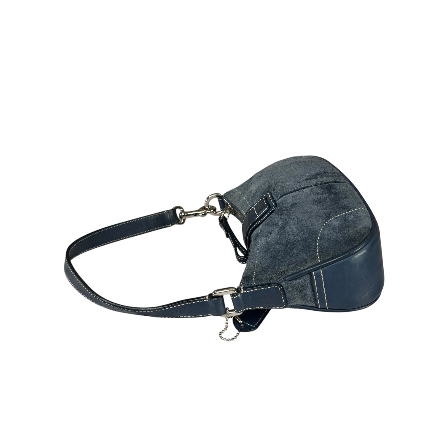 Coach Y2K Mini Soho Navy Blue Suede Buckle Shoulder Purse