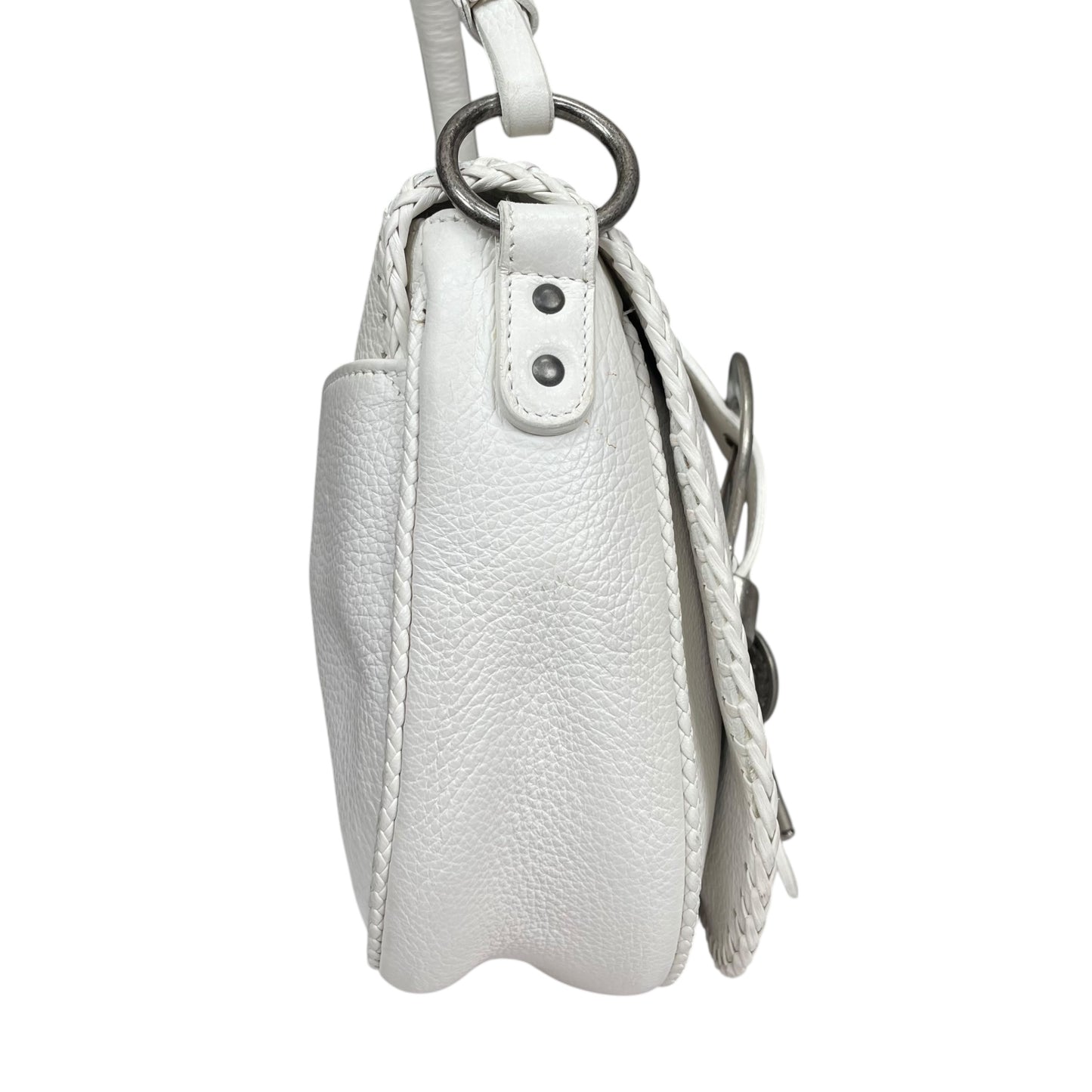 Christian Dior White Gaucho Large Y2K Top Handle Single Flap Shoulder Purse