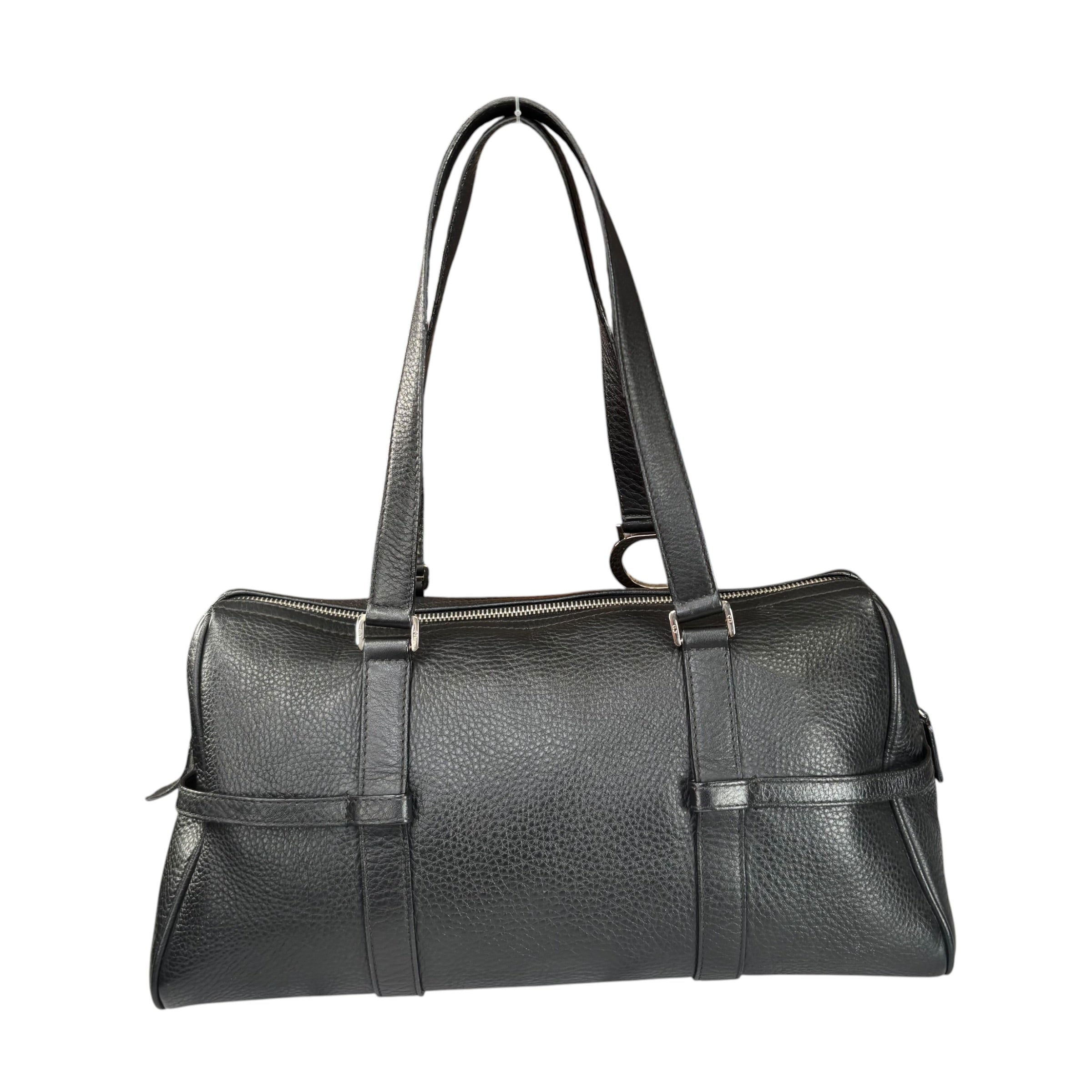 Christian Dior Y2K D Charm Boston SHW Black Leather Bag