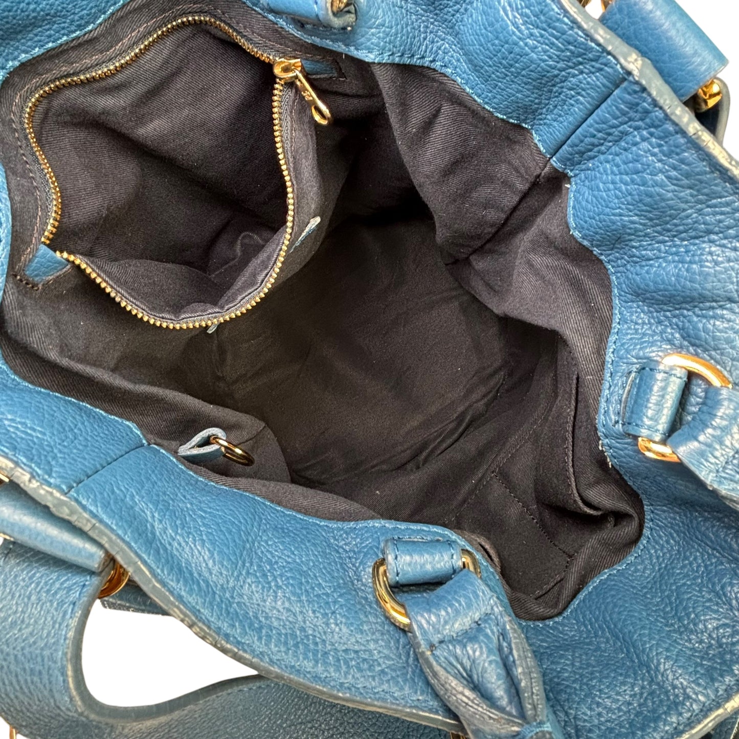 See By Chloe Blue 2-Way Leather GHW Drawstring Bucket Bag