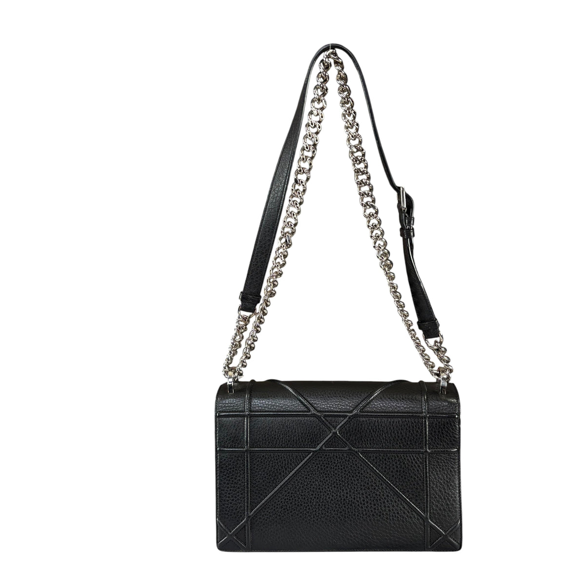 Christian Dior Diorama Calf Black Pebbled Medium Flap 2-Way Shoulder Purse