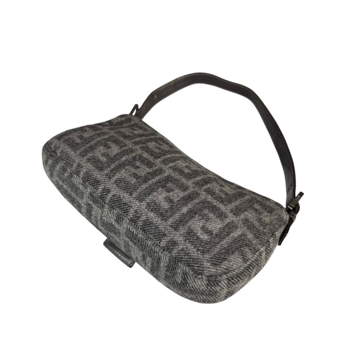 Fendi Y2K Classic Baguette Zucca Cashmere Grey & Black Shoulder Purse