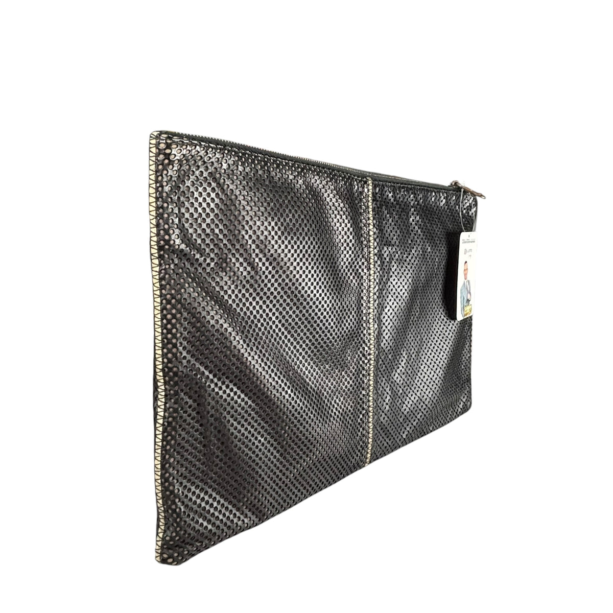 Bottega Veneta Black Perforated Leather Laptop Sleeve 15”