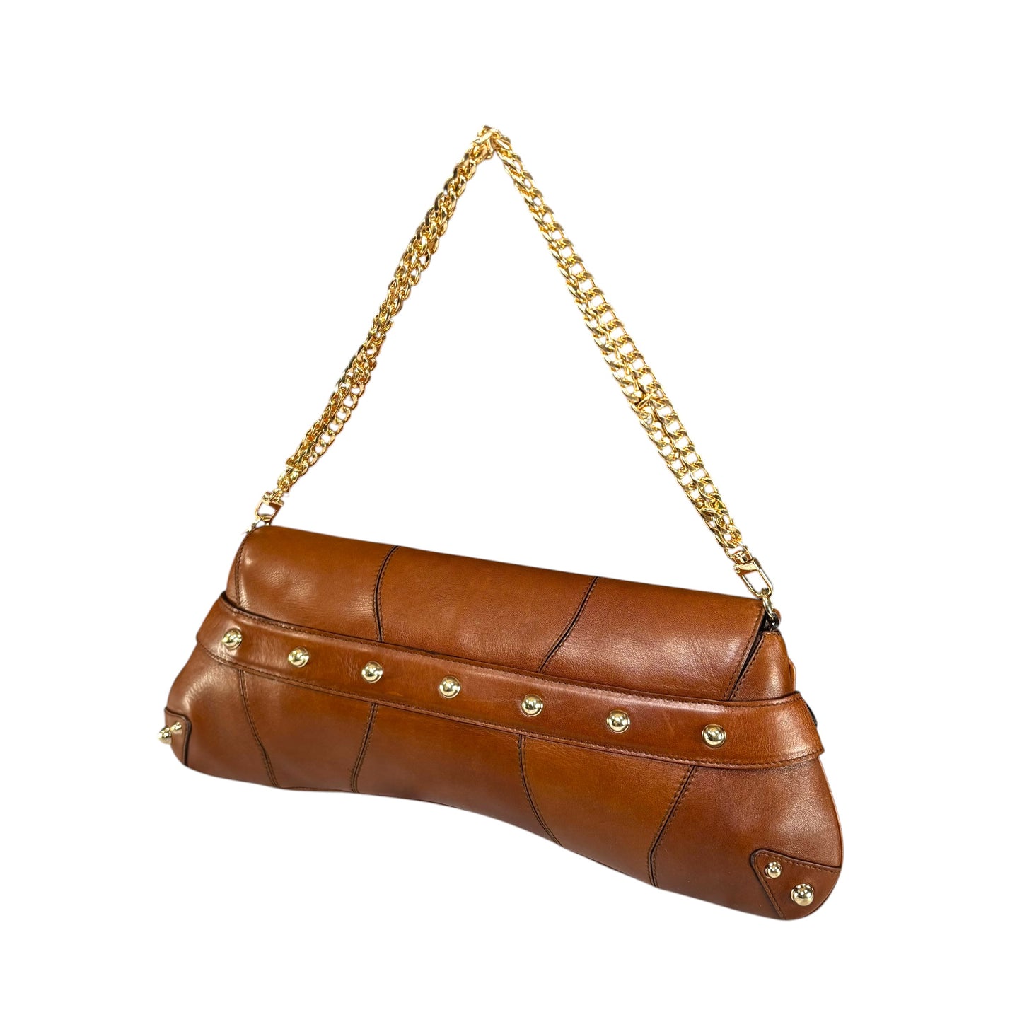 Gucci Classic Y2K Horsebit Gold Brown Jumbo XL Leather Shoulder Bag
