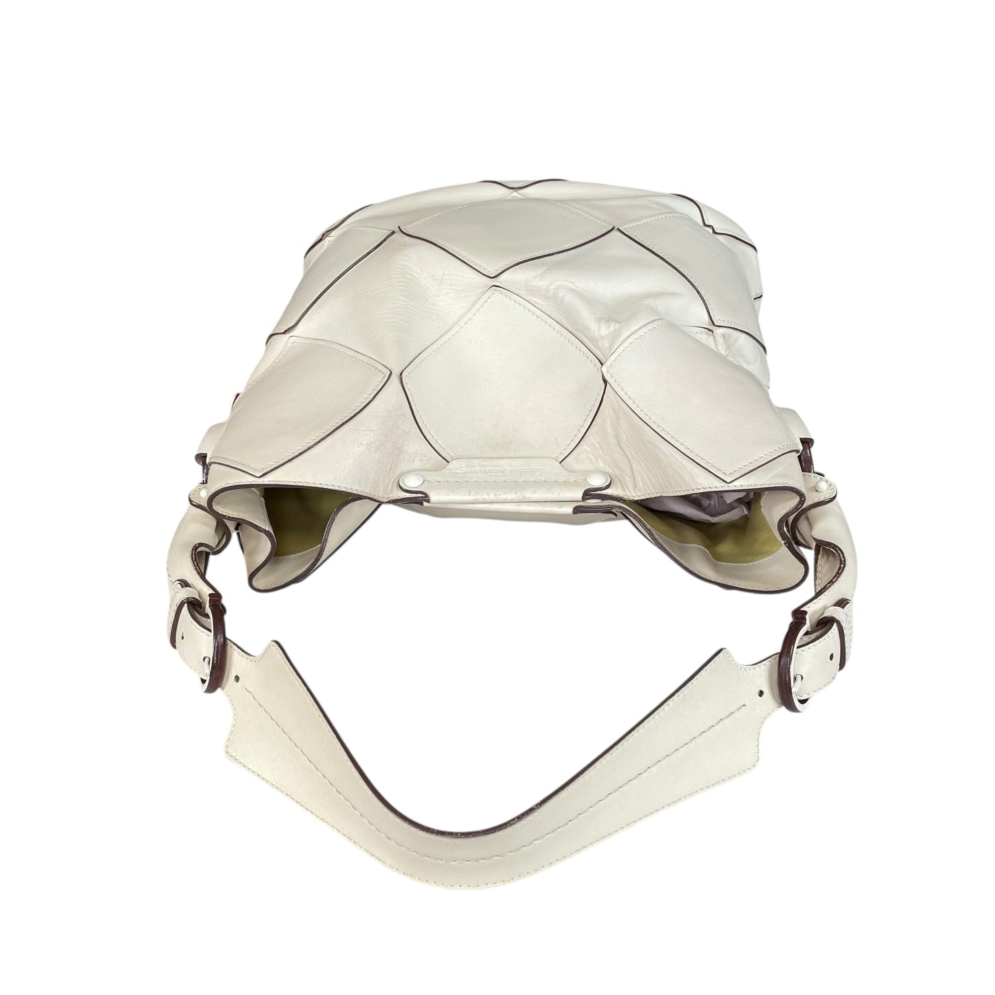 Salvatore Ferragamo Patchwork Leather Hobo Bag Cream Diamond Panel Shoulder Bag