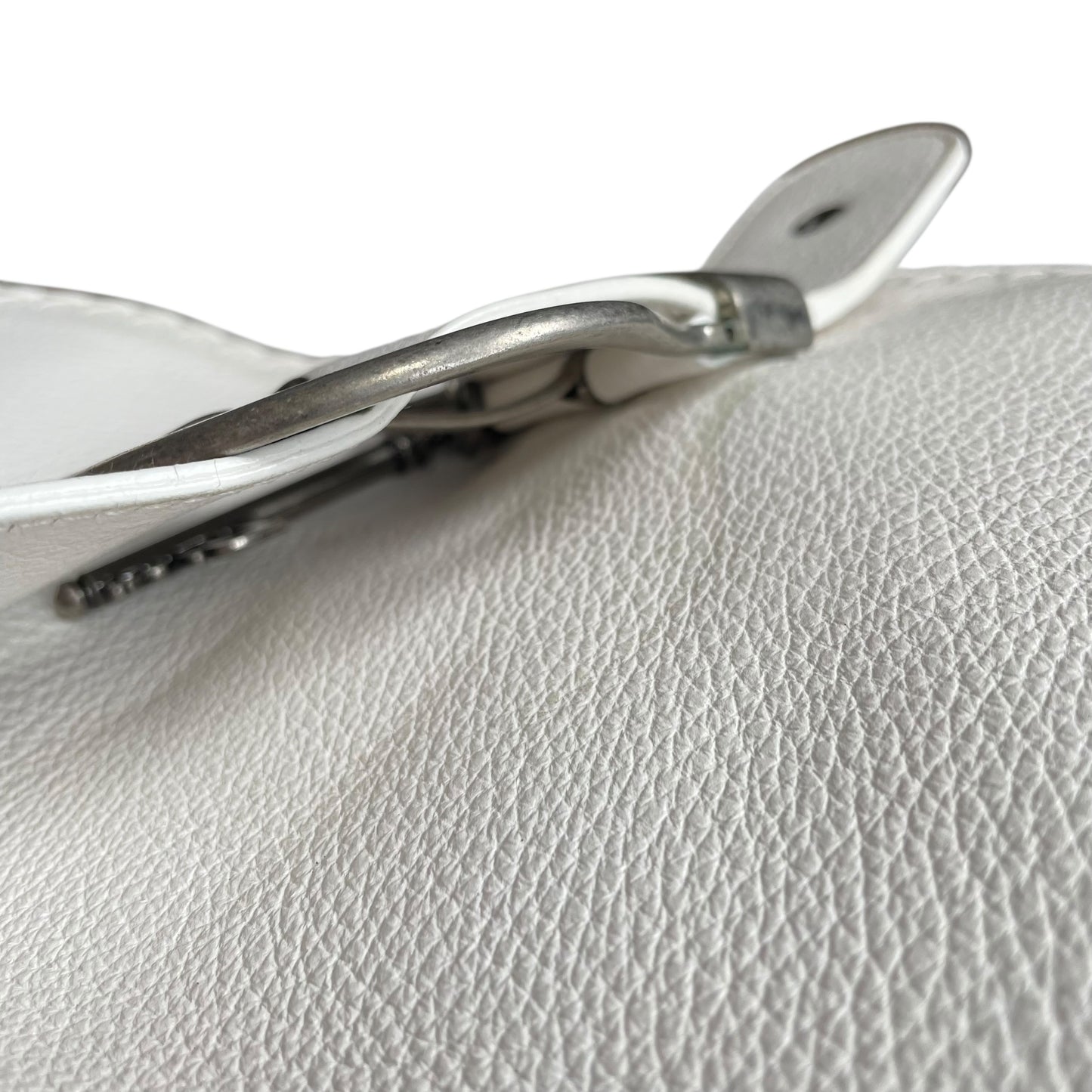 Christian Dior White Gaucho Large Y2K Top Handle Single Flap Shoulder Purse