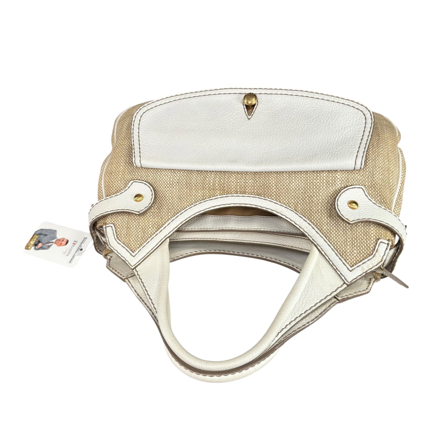 Tod’s Decoupage Canvas Chalk & Tan Leather Shoulder Purse