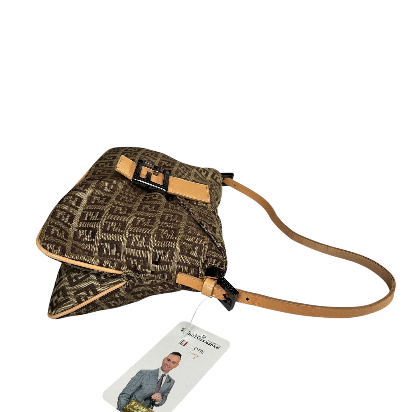 Fendi Y2K Slim Mama Baguette Tan Gunmetal Purse