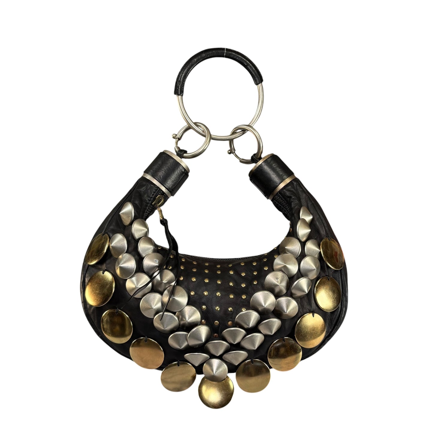 Chloe Y2K Aubrey Black Leather Med Hobo Stud Embellished Hobo