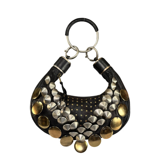 Chloe Y2K Aubrey Black Leather Med Hobo Stud Embellished Hobo