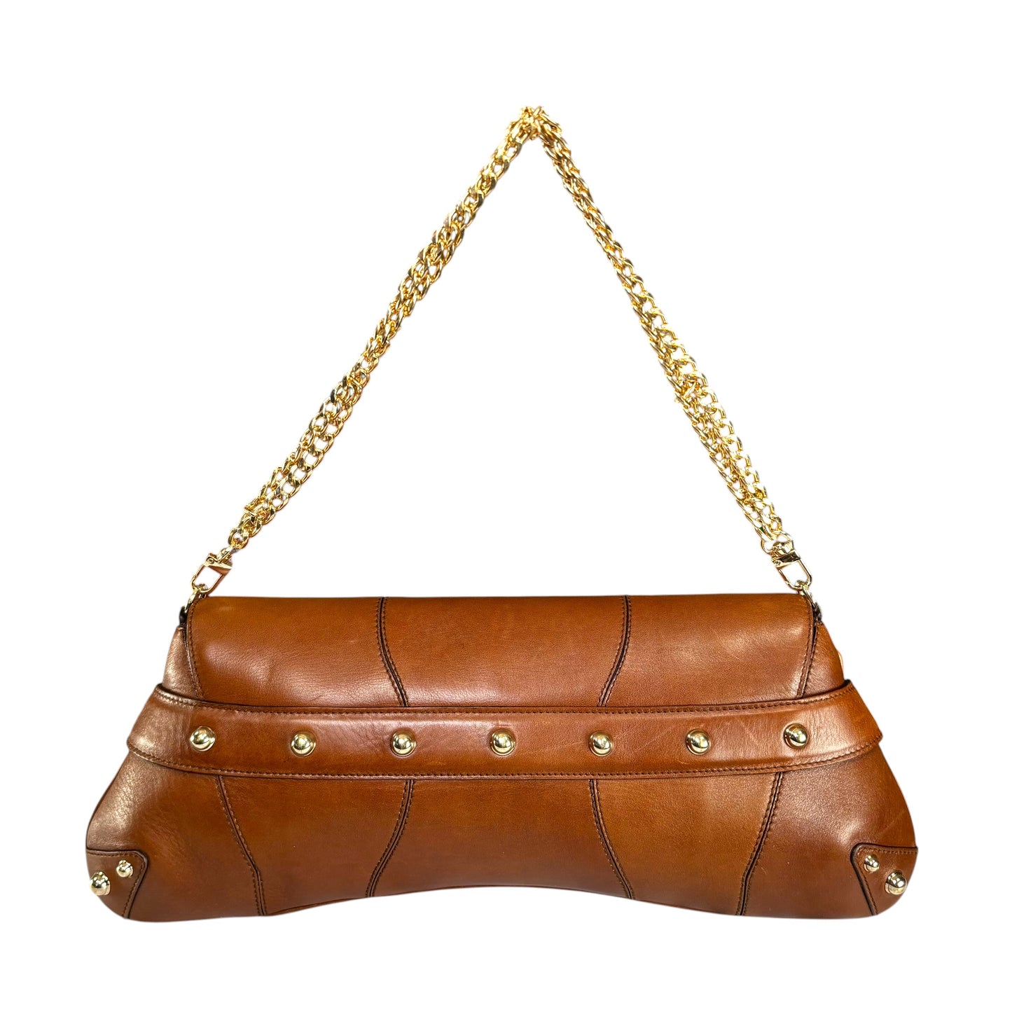 Gucci Classic Y2K Horsebit Gold Brown Jumbo XL Leather Shoulder Bag