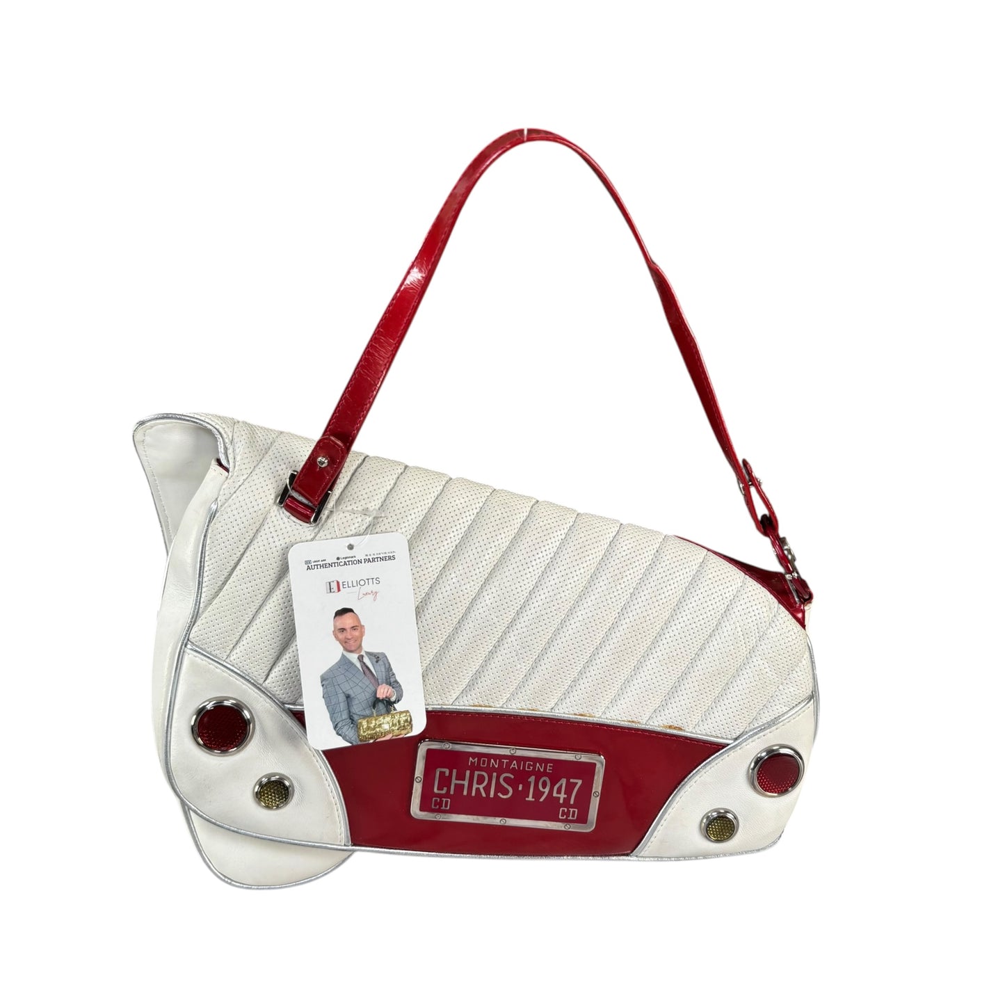 Christian Dior Cadillac Y2K Red Patent White Leather 2-Way Purse