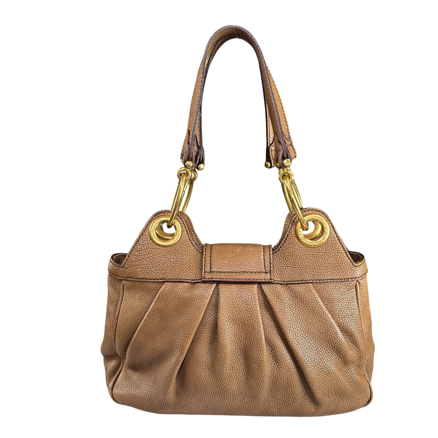 Dolce & Gabbana Golden Brown Pebbled Leather GHW Distressed Shoulder Hobo