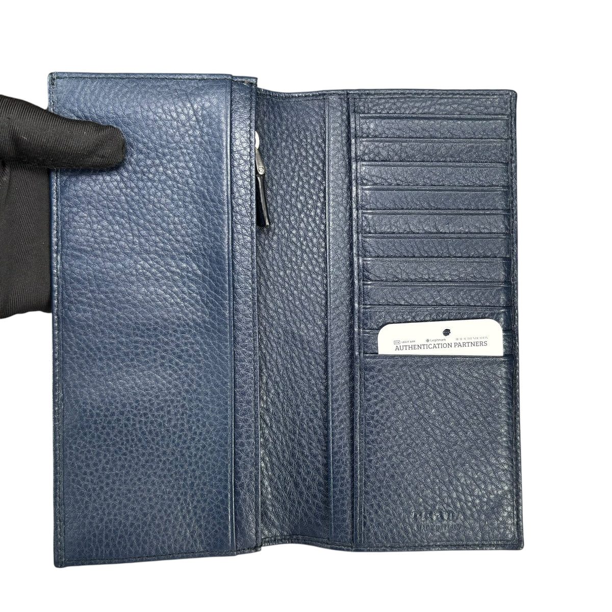Prada Baltico Navy Blue Bi-Fold Leather Long Wallet