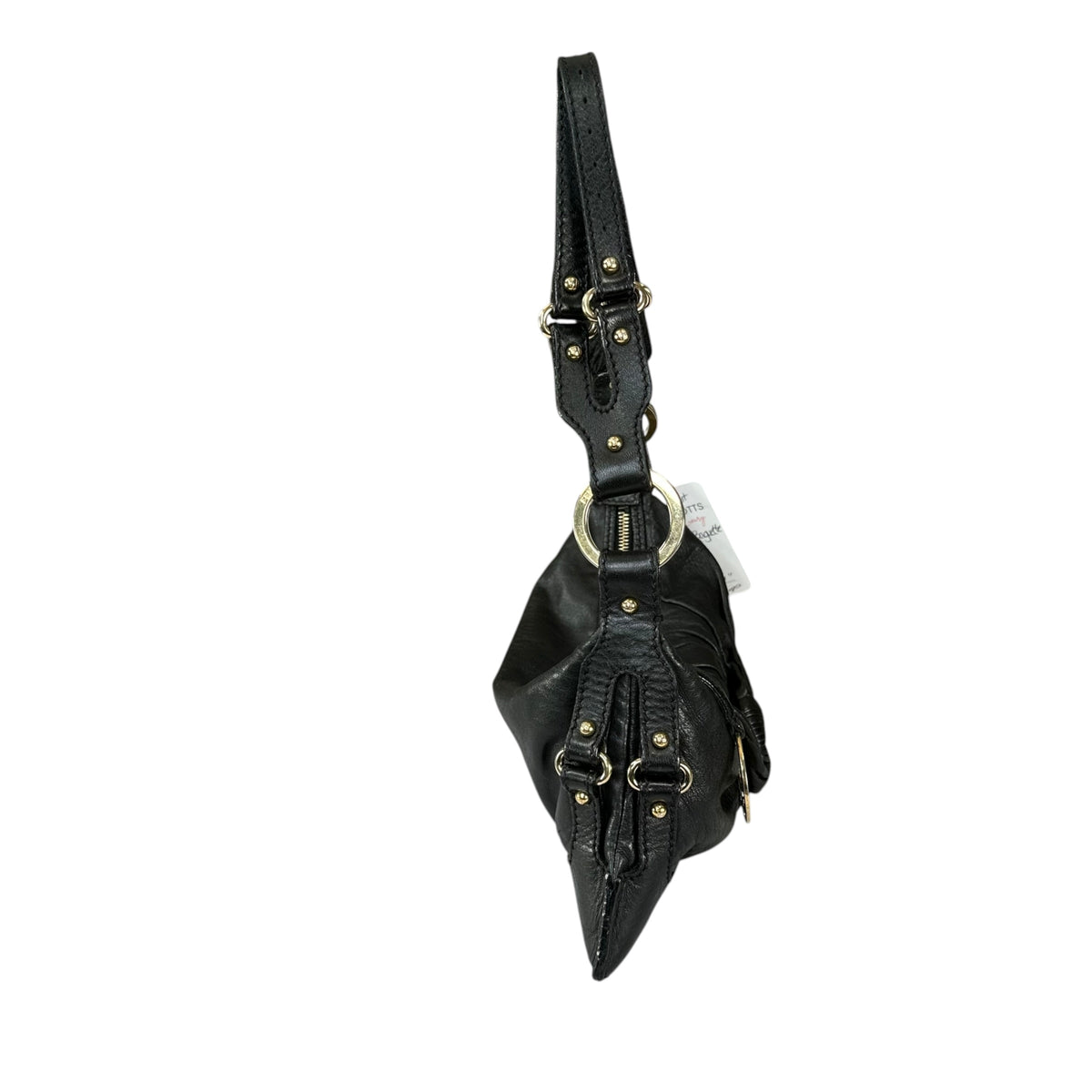 Fendi Baguette Y2K Knot / Flower Black Leather Shoulder Purse