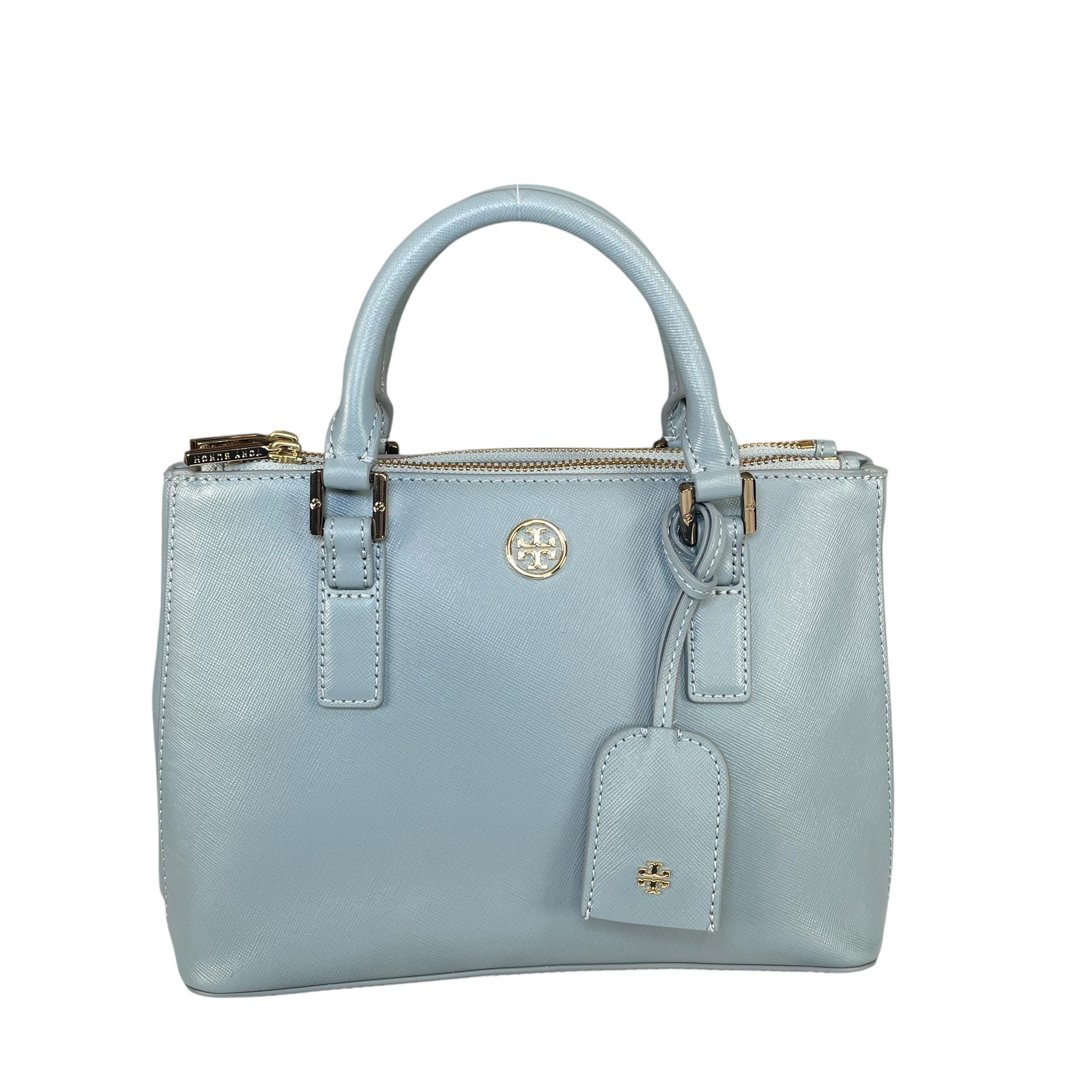 Tory Burch Robinson Oasis GHW Blue Saffiano Leather 2-Way Tote