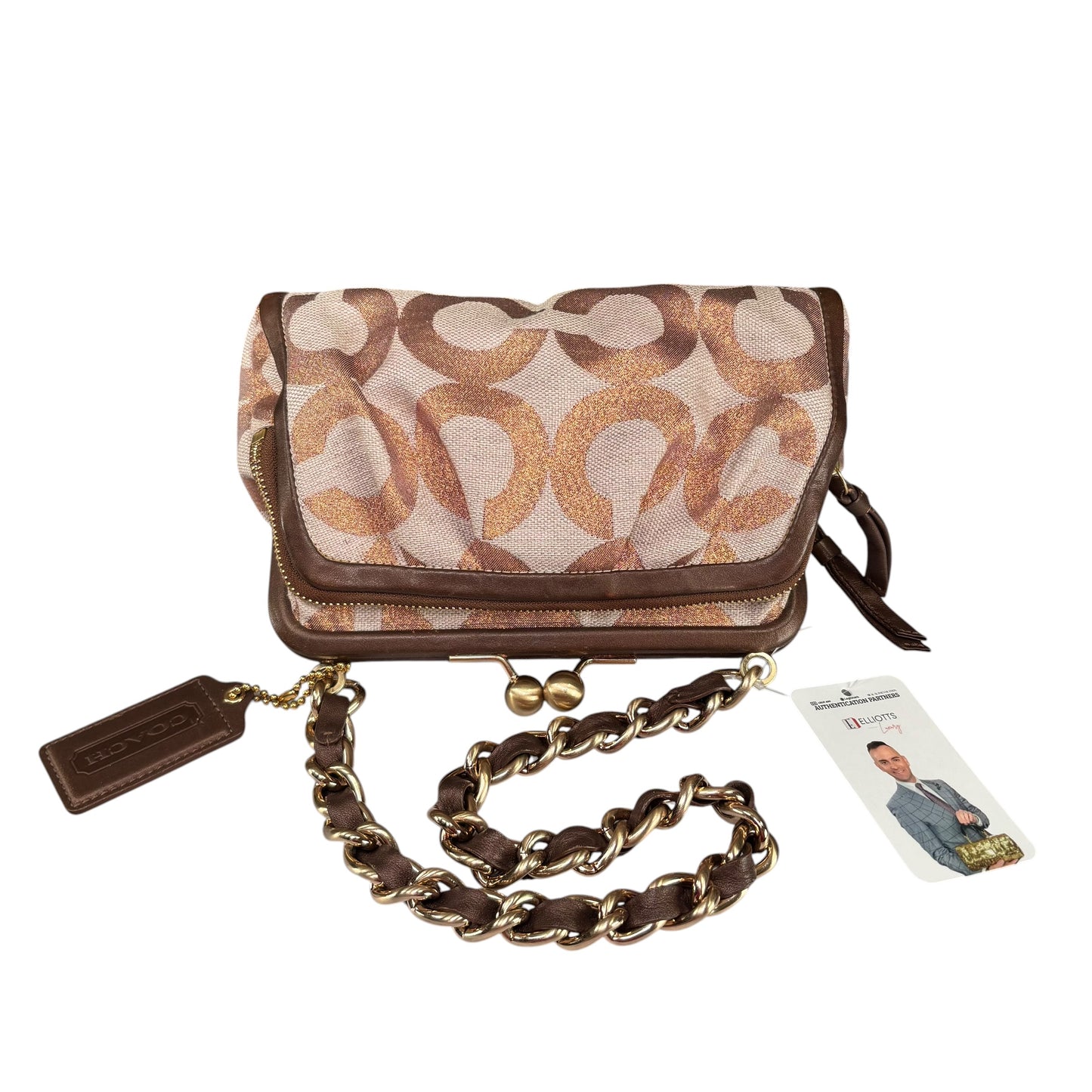 Coach Y2K Opti C Limited Canvas Bronze Metallic GHW Kiss-Lock Shoulder Purse