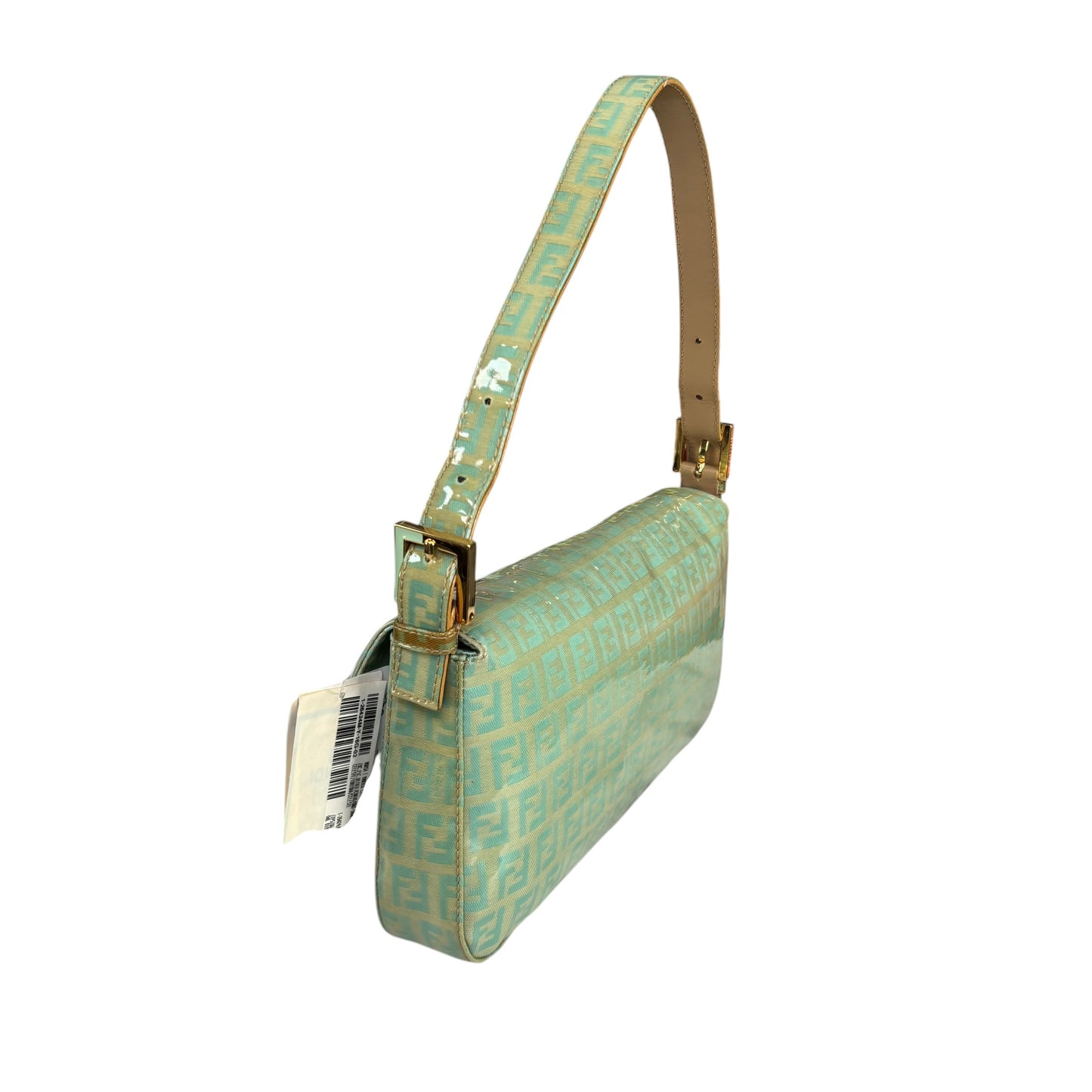 Fendi Y2K Baguette Classic Mint Green Zucchino Coated Canvas Purse