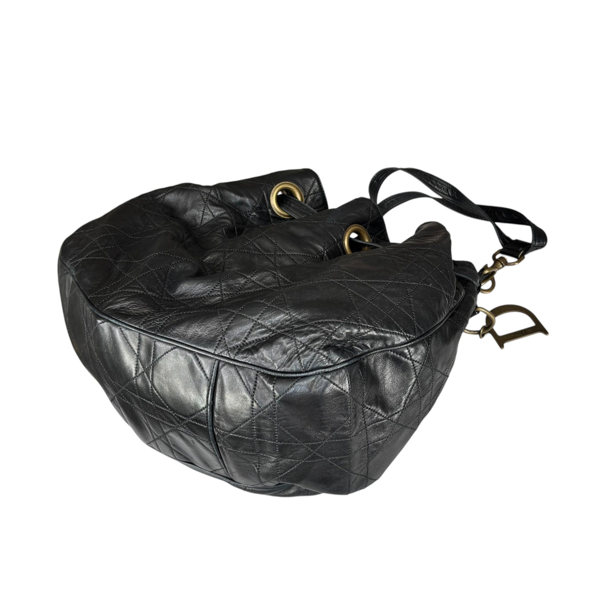 Christian Dior Lady Dior Cannage Lambskin XL Hobo Shoulder Purse