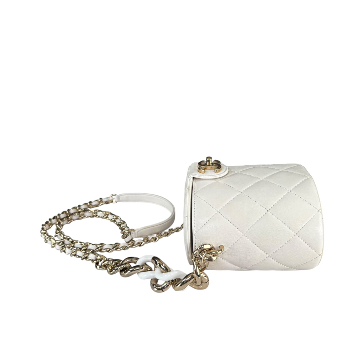 Chanel 2020 “Elegant Chain” GHW White Leather Vanity Case