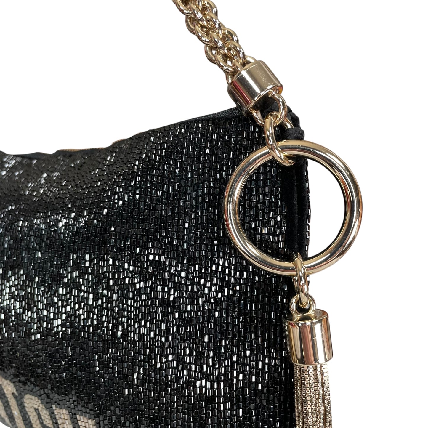 Jimmy Choo Callie I WANT CHOO Limited GHW Shoulder Black Beaded Clutch Purse