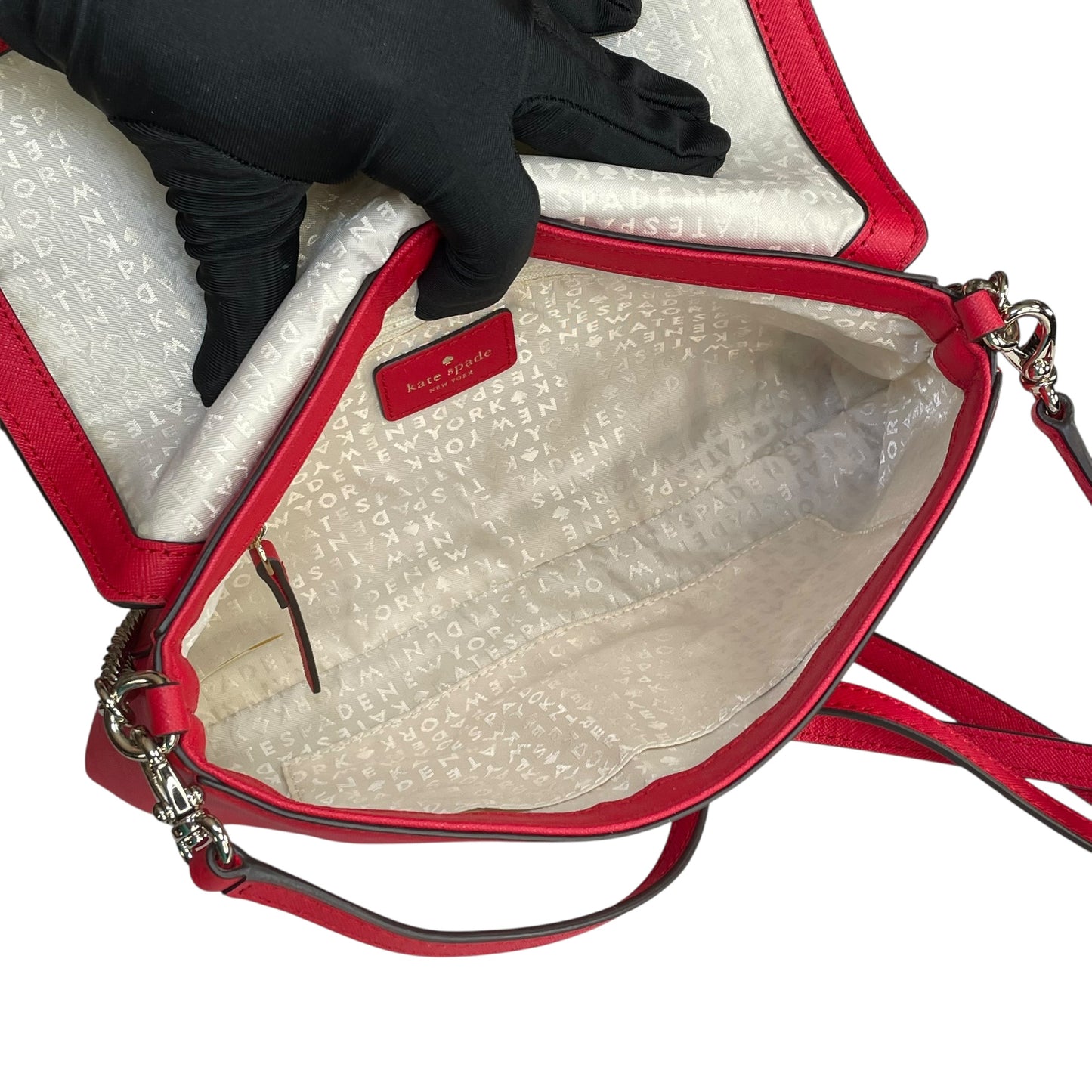 Kate Spade Laurel Red / Black Saffiano Leather Chain GHW 2-Way Flap Purse