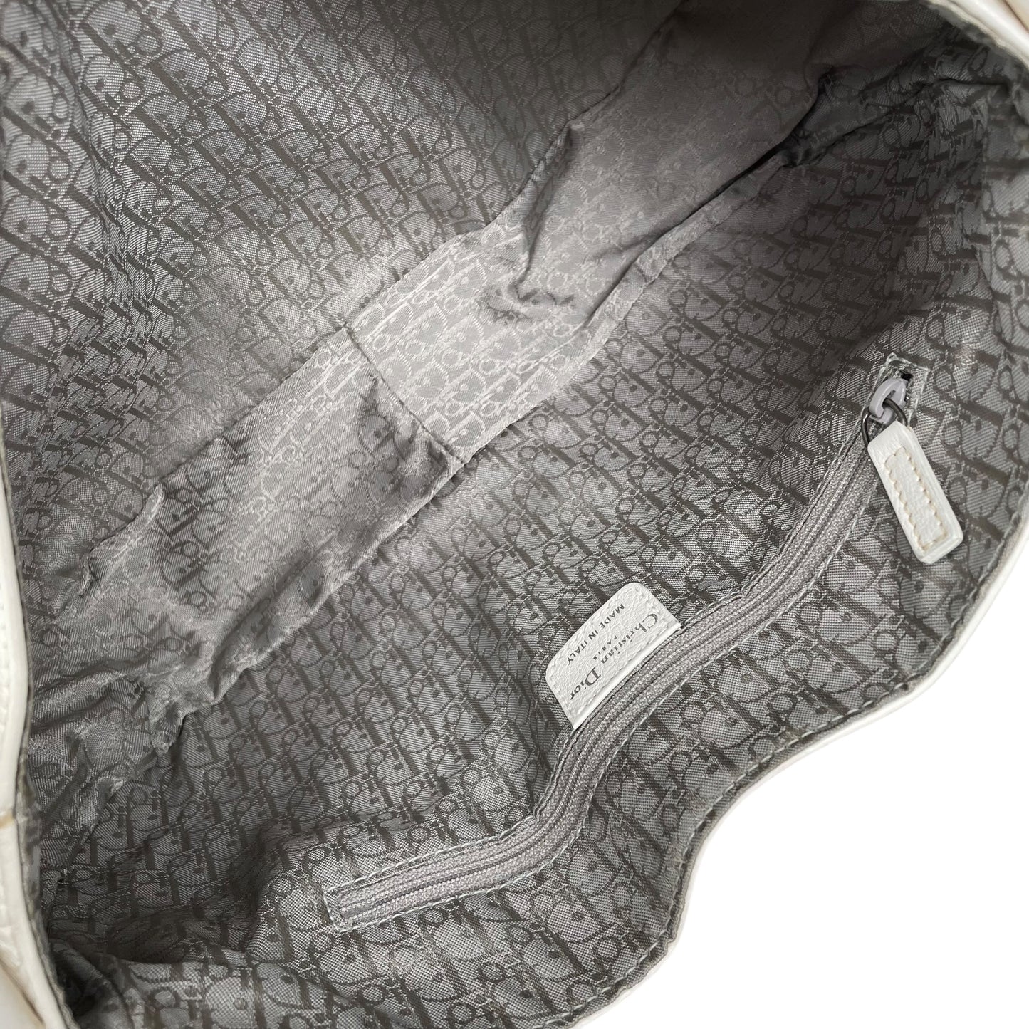 Christian Dior White Gaucho Large Y2K Top Handle Single Flap Shoulder Purse