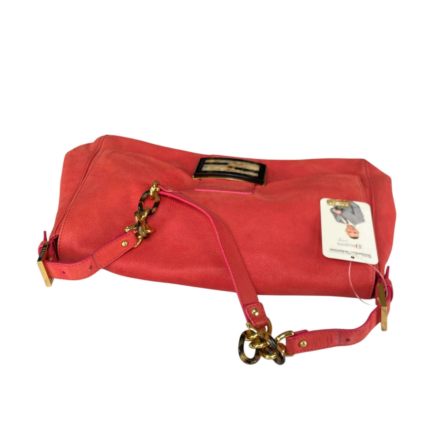 Fendi Baguette MAXI Grapefruit GHW Grapefruit Iridescent Leather Shoulder Purse
