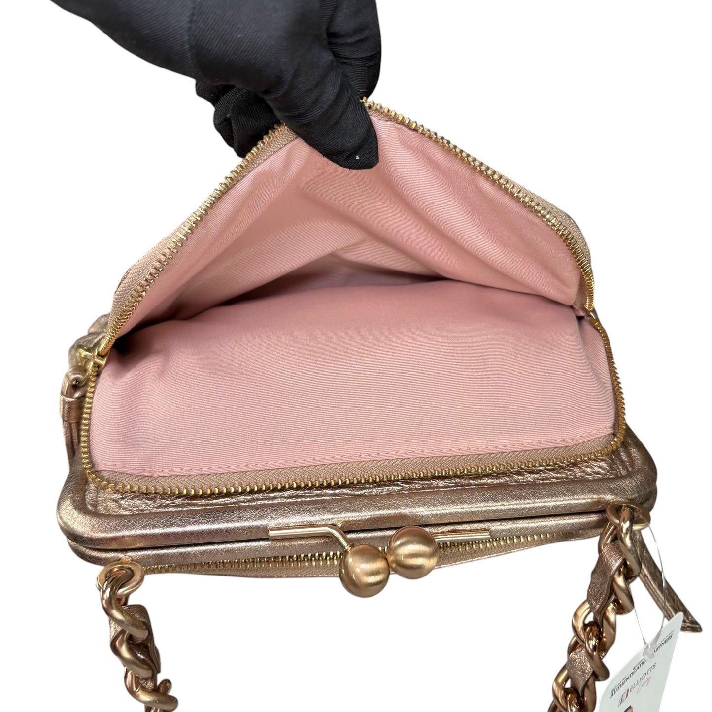 Coach Y2K Parker Rose Gold Metallic Leather Kiss-Lock Shoulder Purse