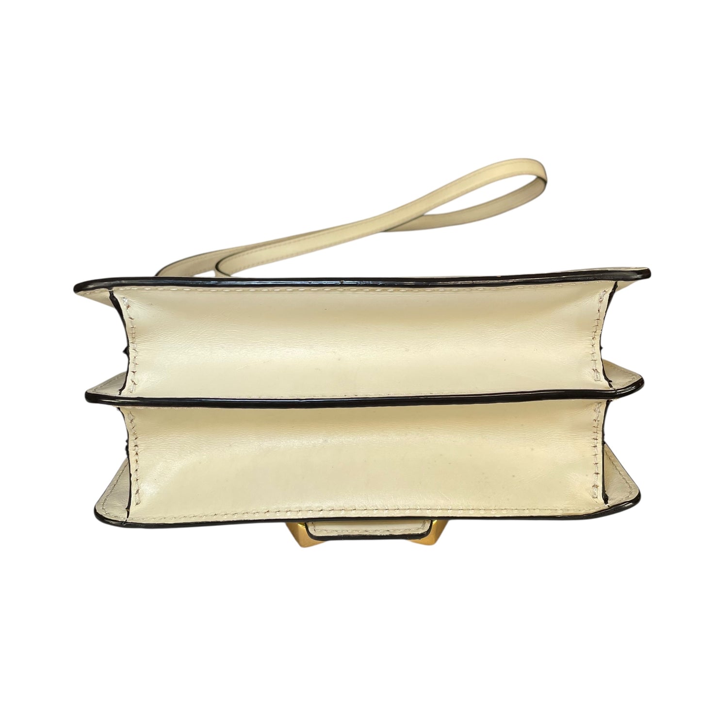 Jimmy Choo Madeline Crossbody Bag Ivory Leather GHW Buckle Flap 2-Way