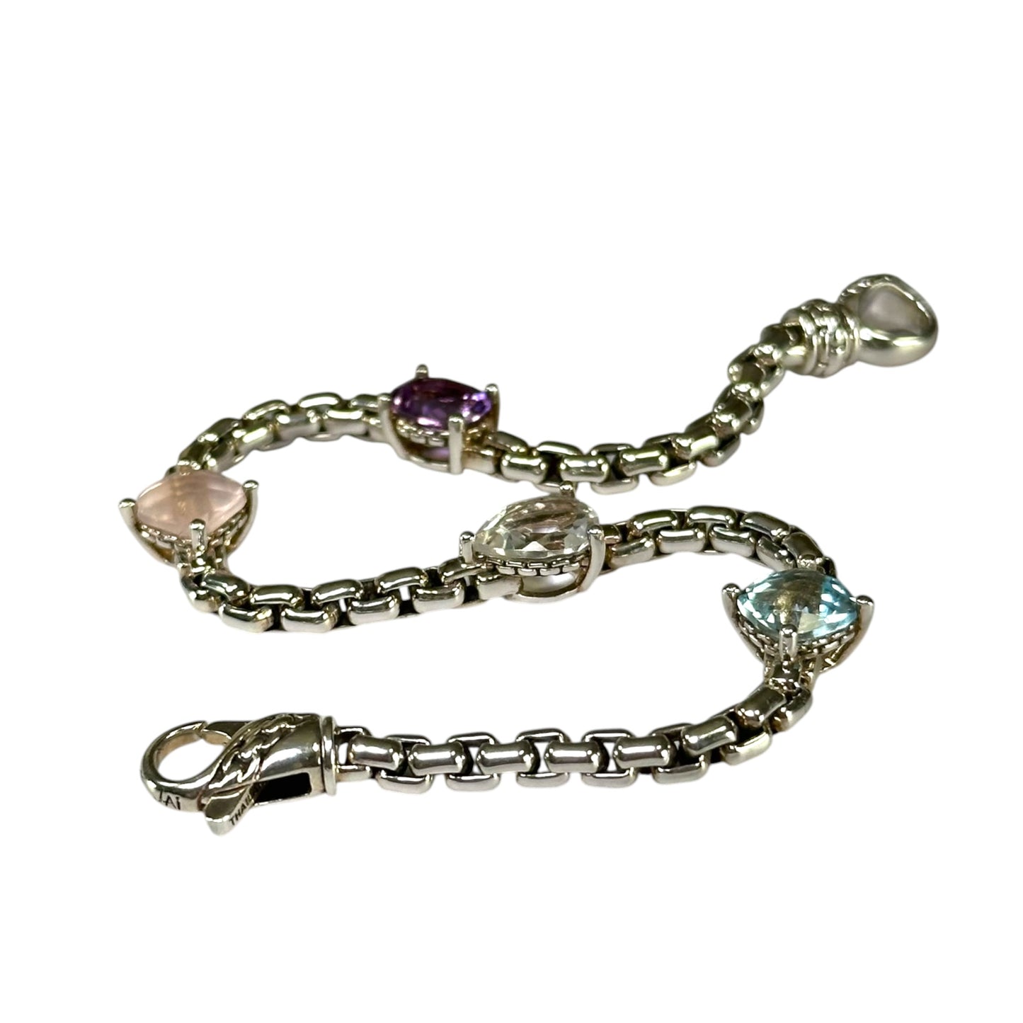 JAI by John Hardy Sterling Silver Multi-Gemstone Box Chain Bracelet 7”