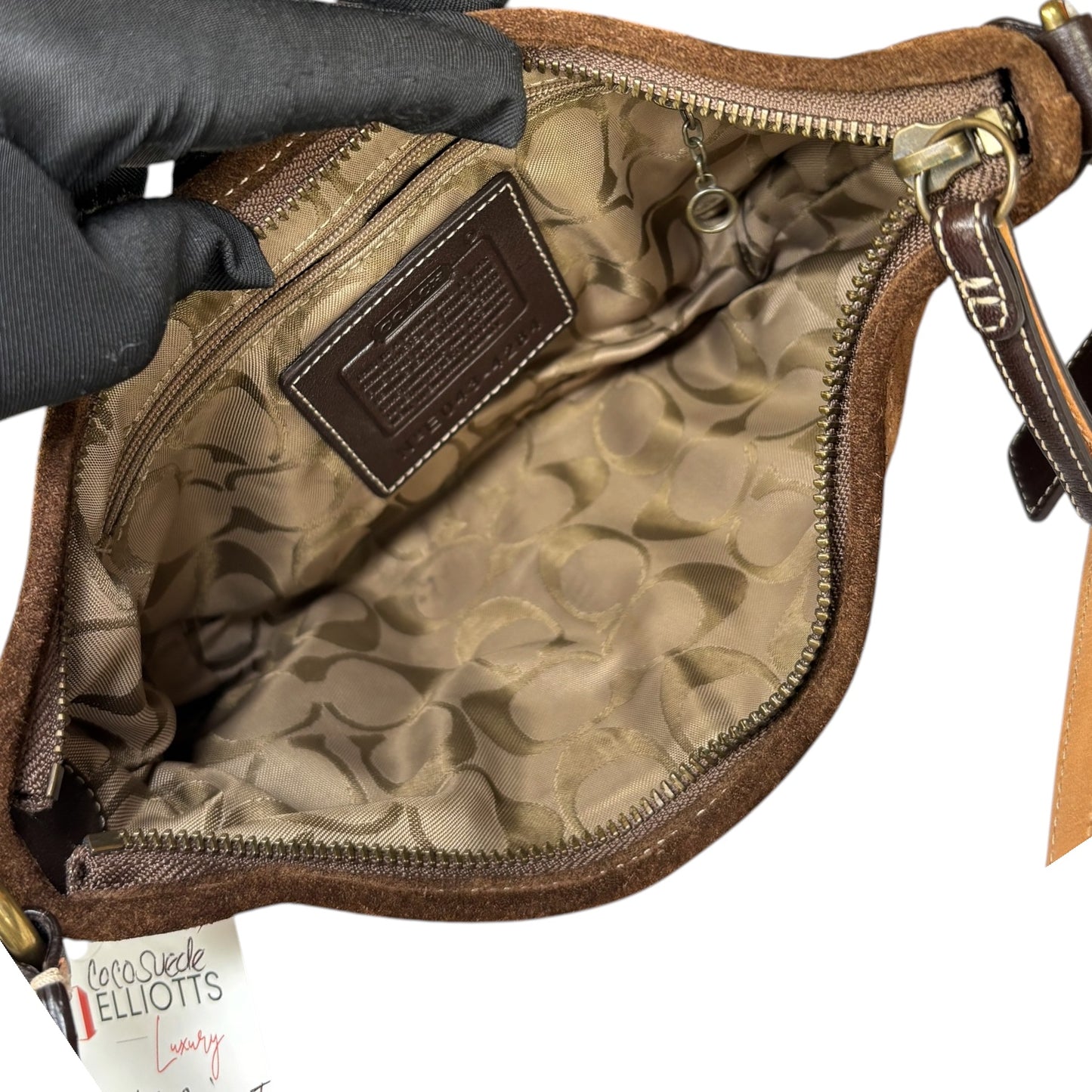 Coach Y2K Small Croissant Brown Suede Shoulder Purse