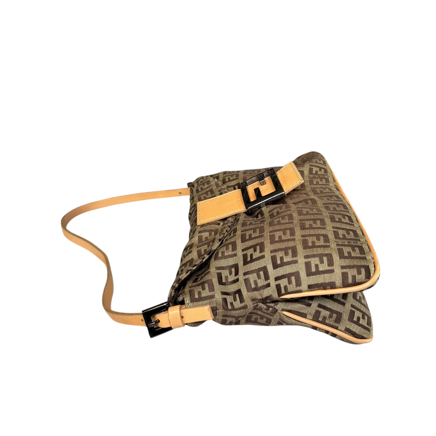 Fendi Y2K Slim Mama Baguette Tan Gunmetal Purse