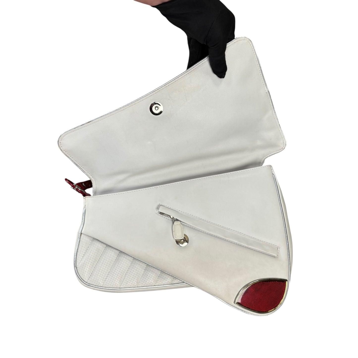 Christian Dior Cadillac Y2K Red Patent White Leather 2-Way Purse