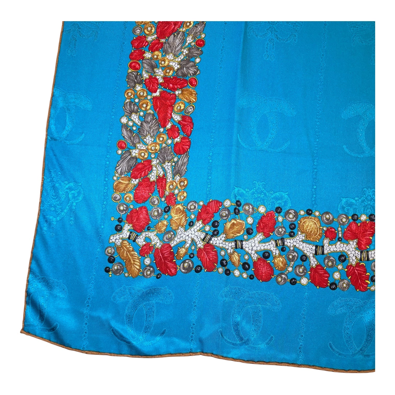 Cartier Must de Cartier 34” x 34” Jewel Necklace Motif Blue Coral