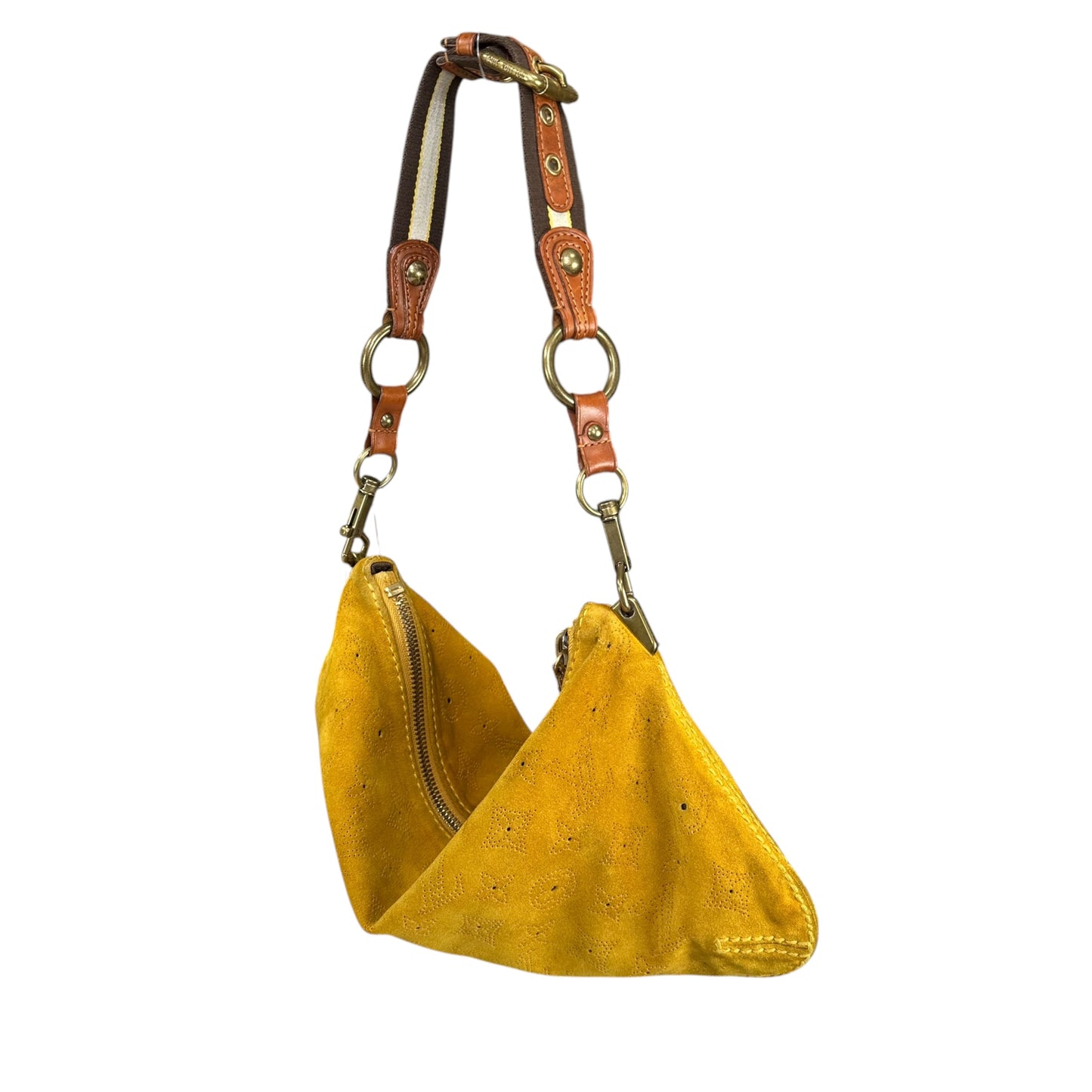 Louis Vuitton Limited Edition Suede Mahina Onatah PM Pouchette Yellow Mustard Shoulder Purse