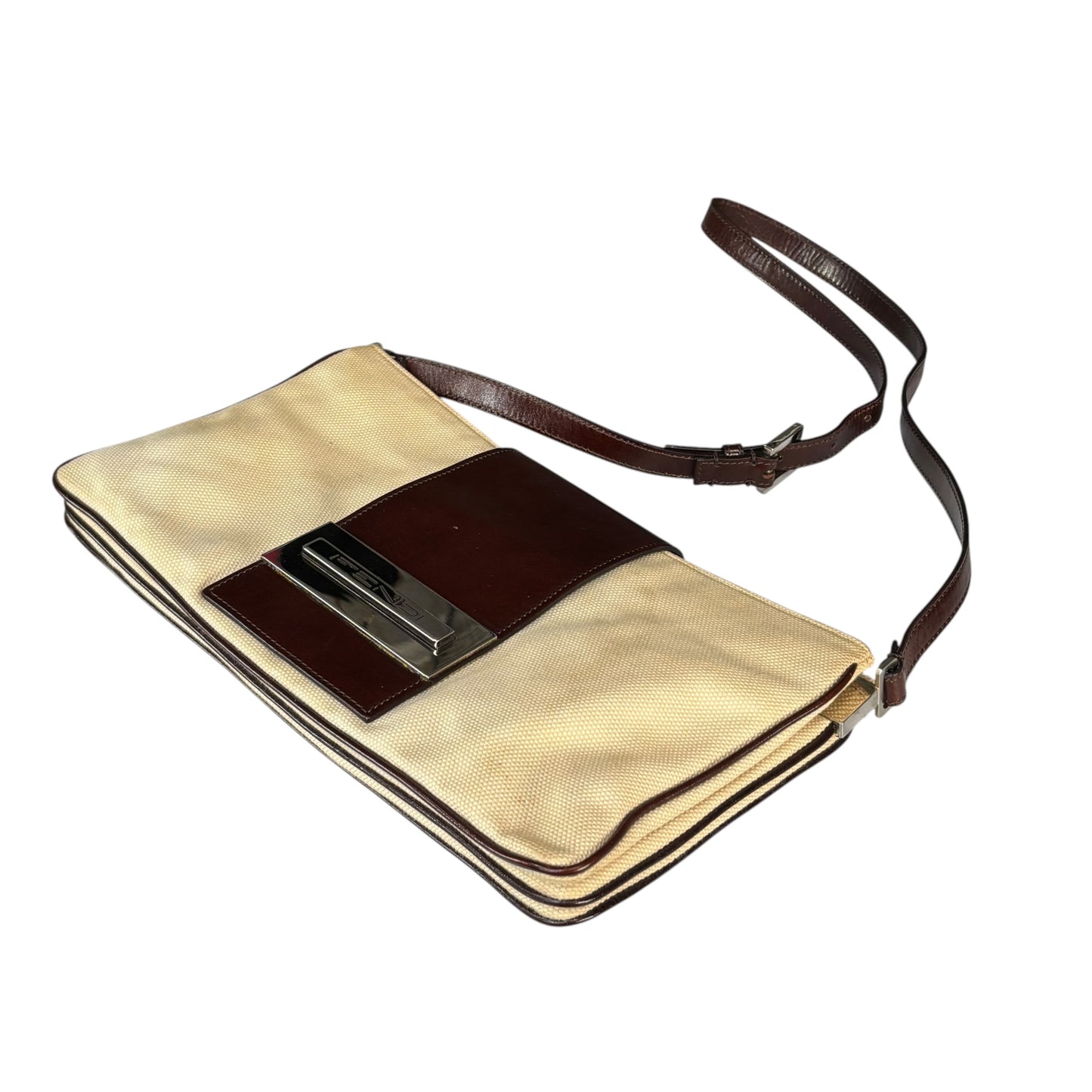 Fendi Y2K XL Baguette Eru Canvas Two-Tone Slim Leather Purse