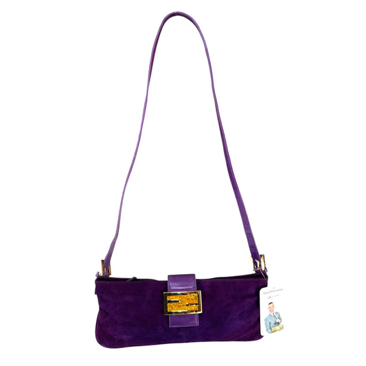 Fendi Y2K Baguette Slim Mama Purple Suede Shoulder Purse