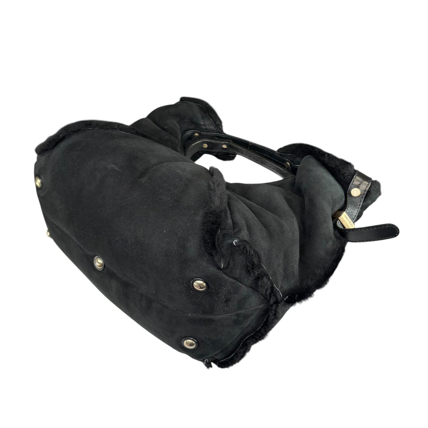 Jimmy Choo Black Shearling GHW  Large Shoulder Hobo