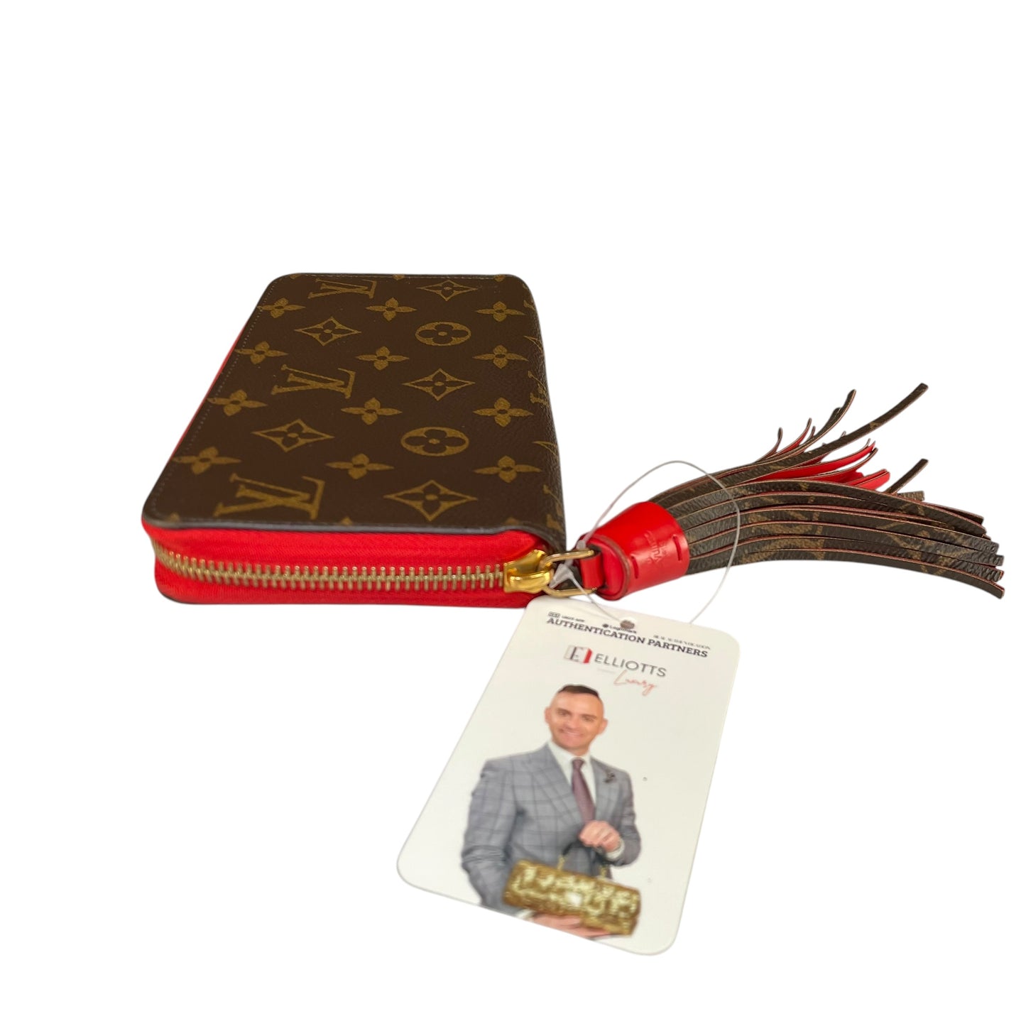 Louis Vuitton Pompon Zippy Tassel Wallet Monogram Canvas Red