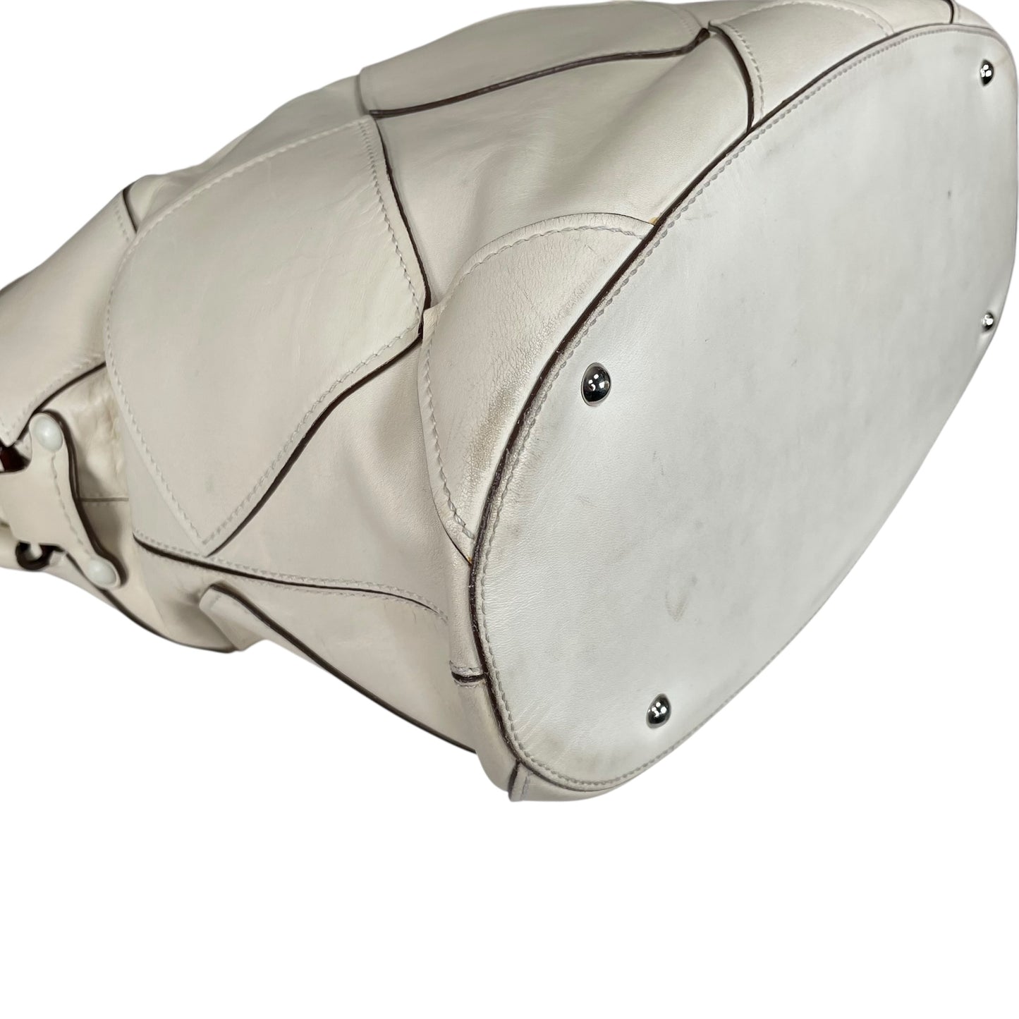 Salvatore Ferragamo Patchwork Leather Hobo Bag Cream Diamond Panel Shoulder Bag