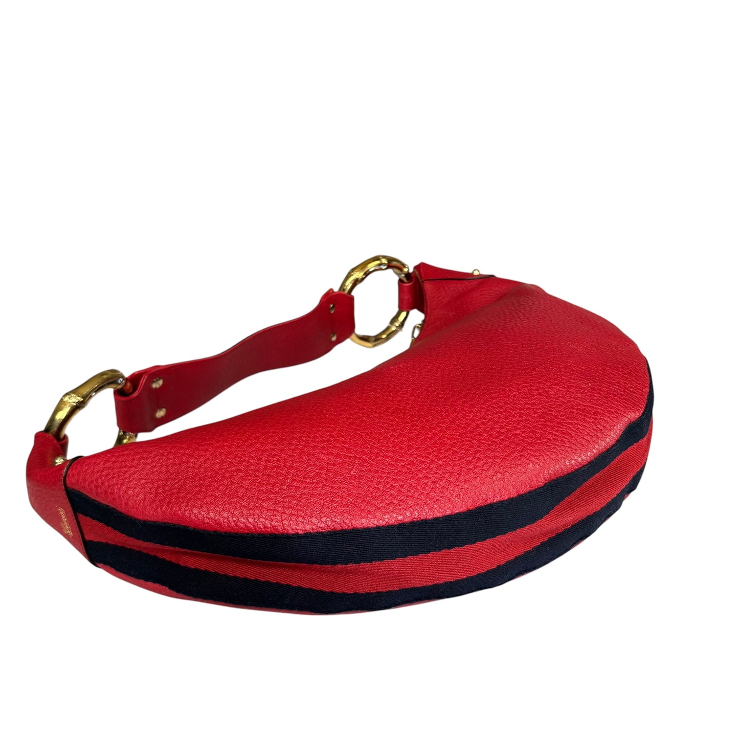 Gucci Sylvie GHW Hobo Sherry Web Bamboo Red Shoulder Purse