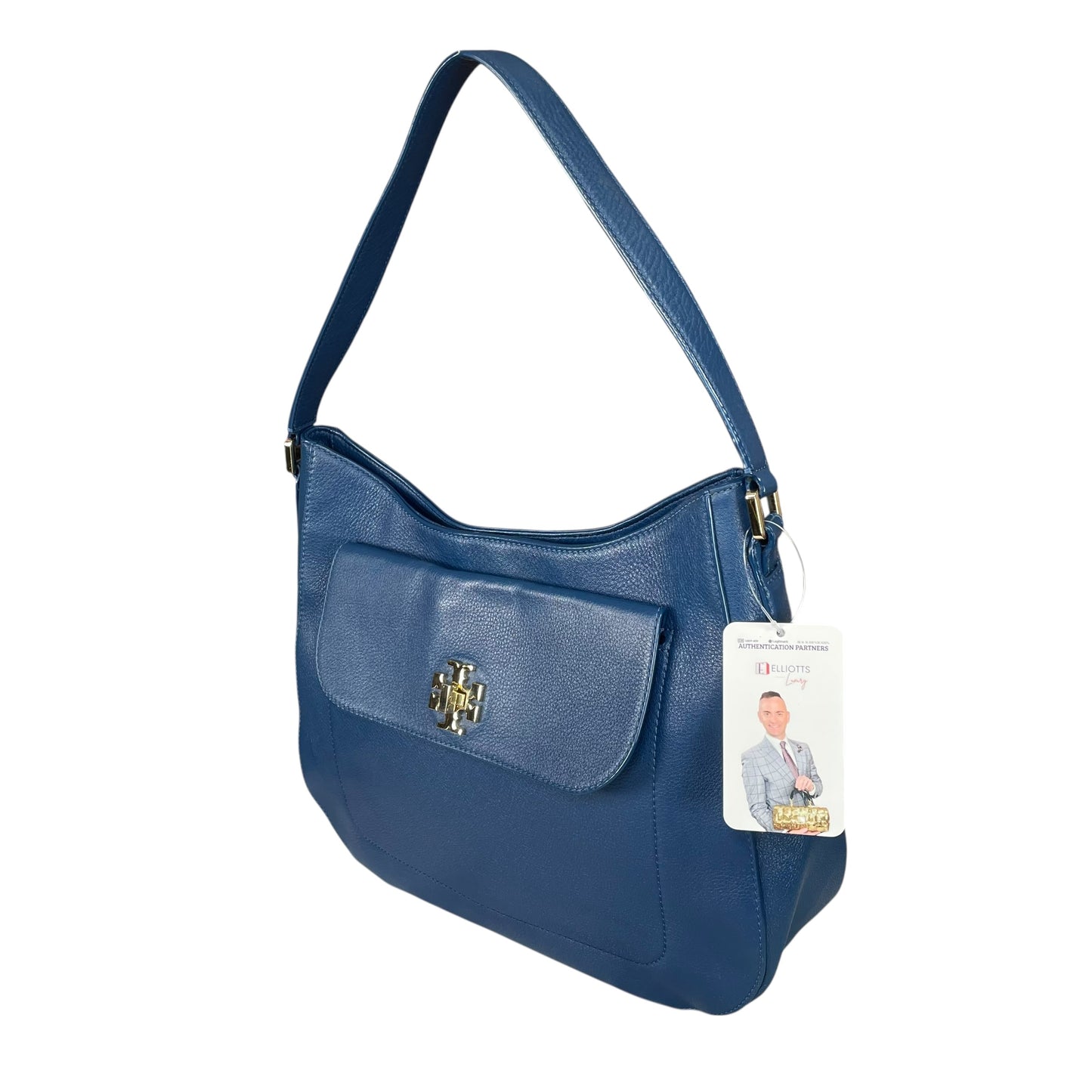 Tory Burch Mercer Blue Wave Leather GHW Hobo Shoulder Bag